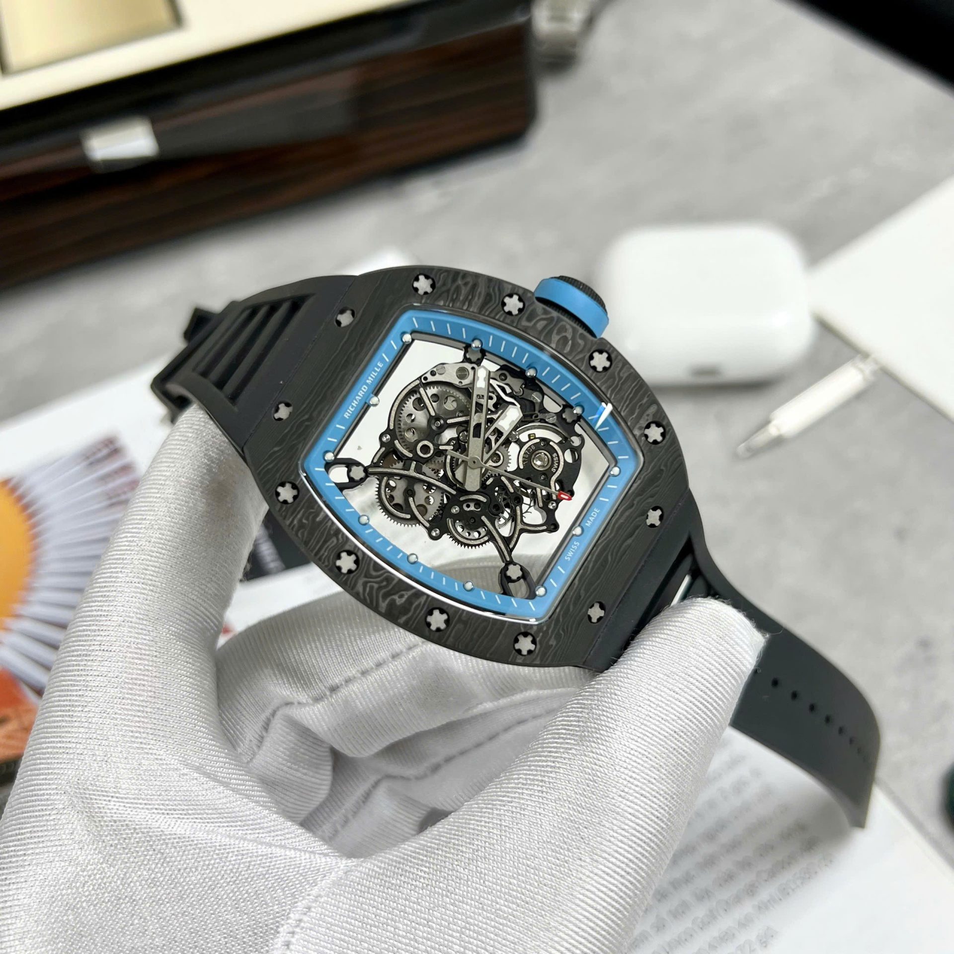 Richard Mille RM055 Replica Watch Full Carbon Case Rubber Strap 45mm - Elite Watch Atelier