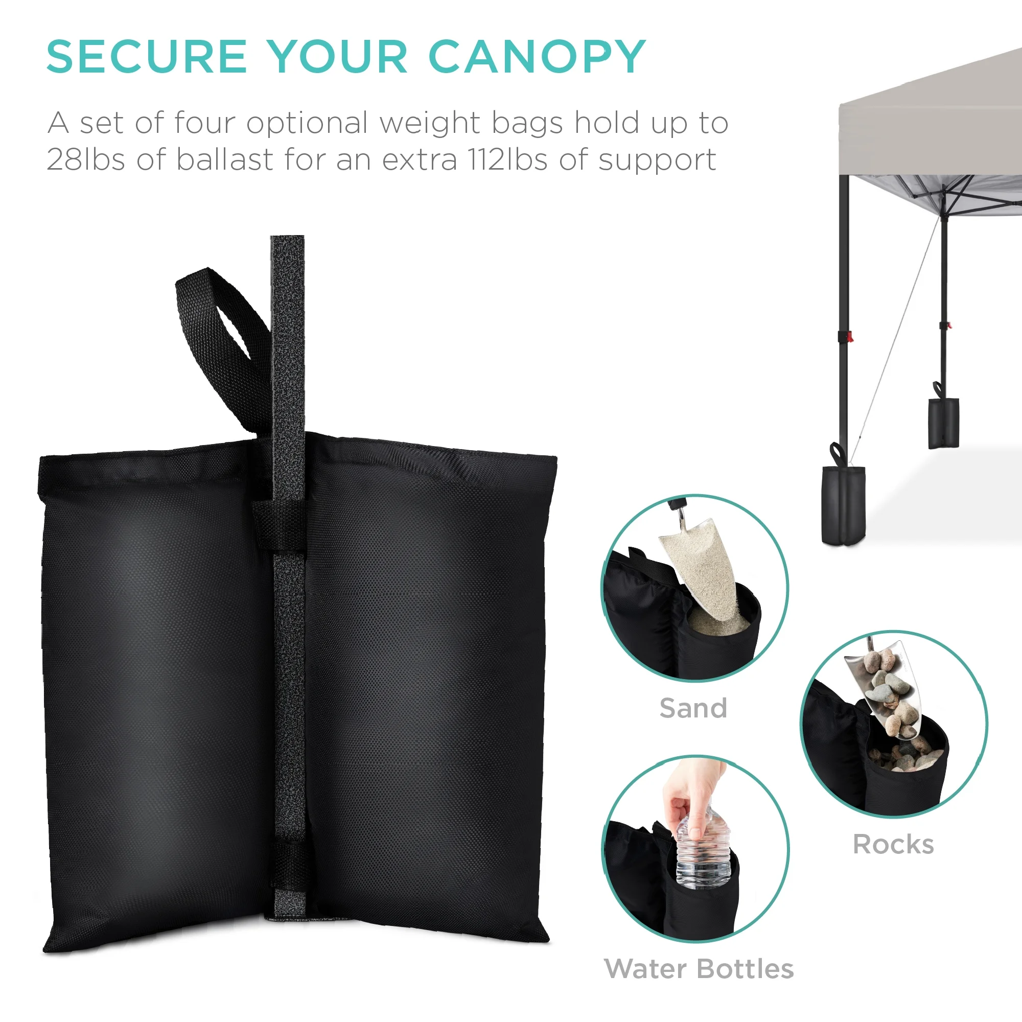 Best Choice Products 10x10ft Easy Setup Pop Up Canopy w/ 1-Button Setup, Wheeled Case, 4 Weight Bags - White - Image 133