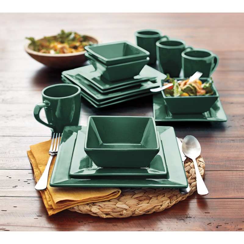 16-Piece Modern Square Dinnerware Set in Solid Colors - MIDNIGHT VELVET CATALOG