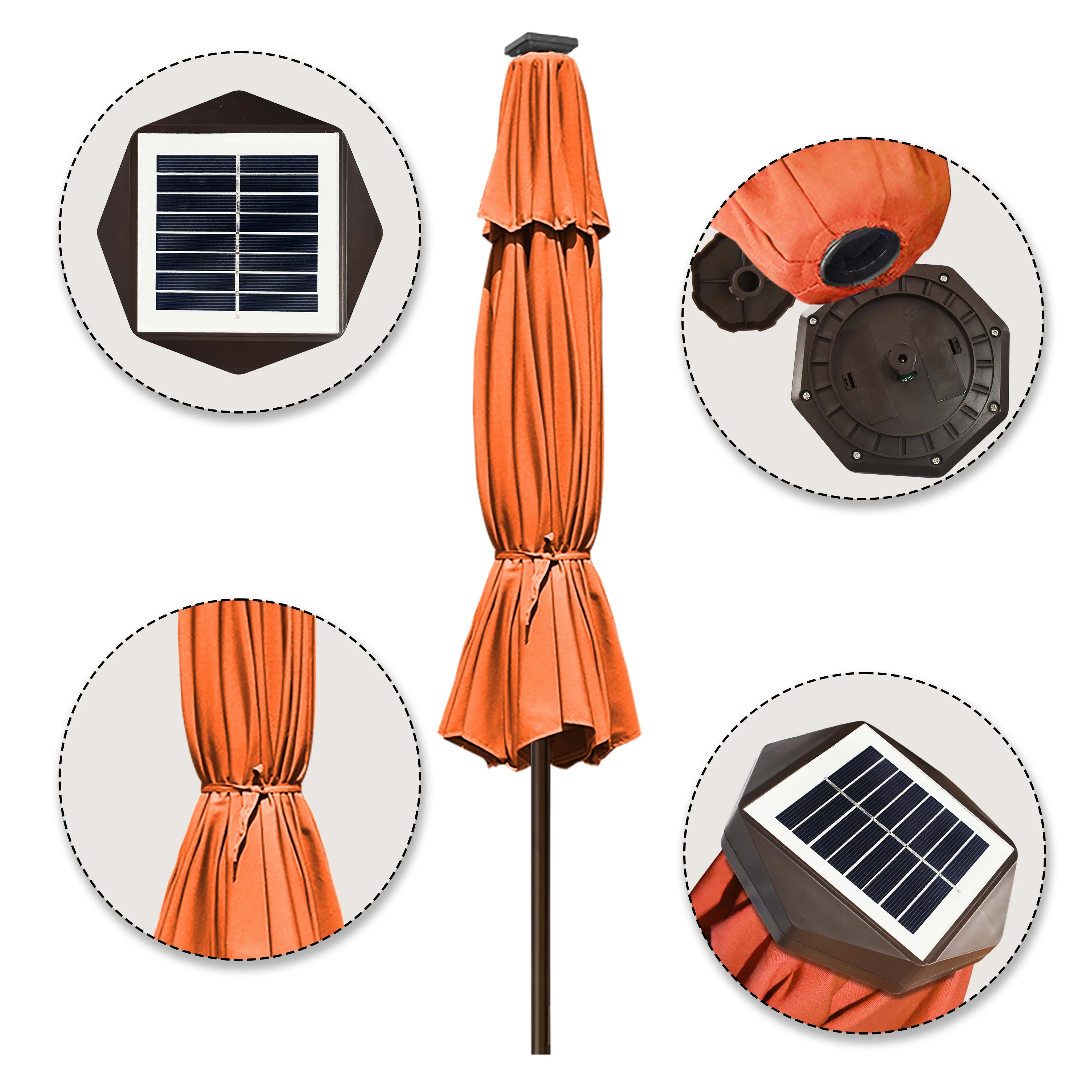 EliteShade Sunbrella Solar Umbrellas 9ft Market Umbrella with 80 LED Lights Patio Umbrellas Outdoor Table Umbrella with Ventilation and 5 Years Non-Fading Top,Ruby - Image 59