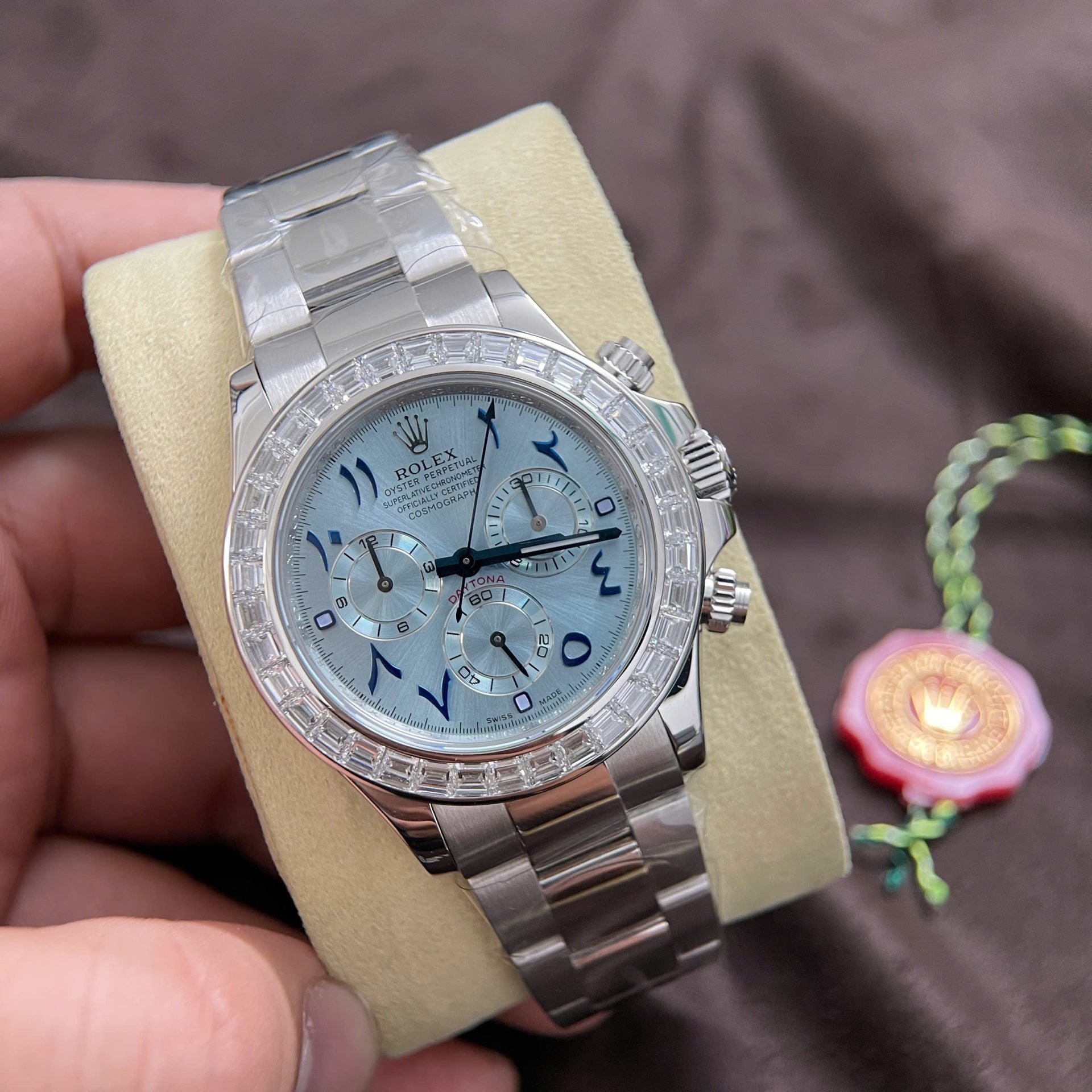 Rolex Daytona Replica Watch Custom 18K Solid White Gold Baguette Diamonds 40mm - Top club