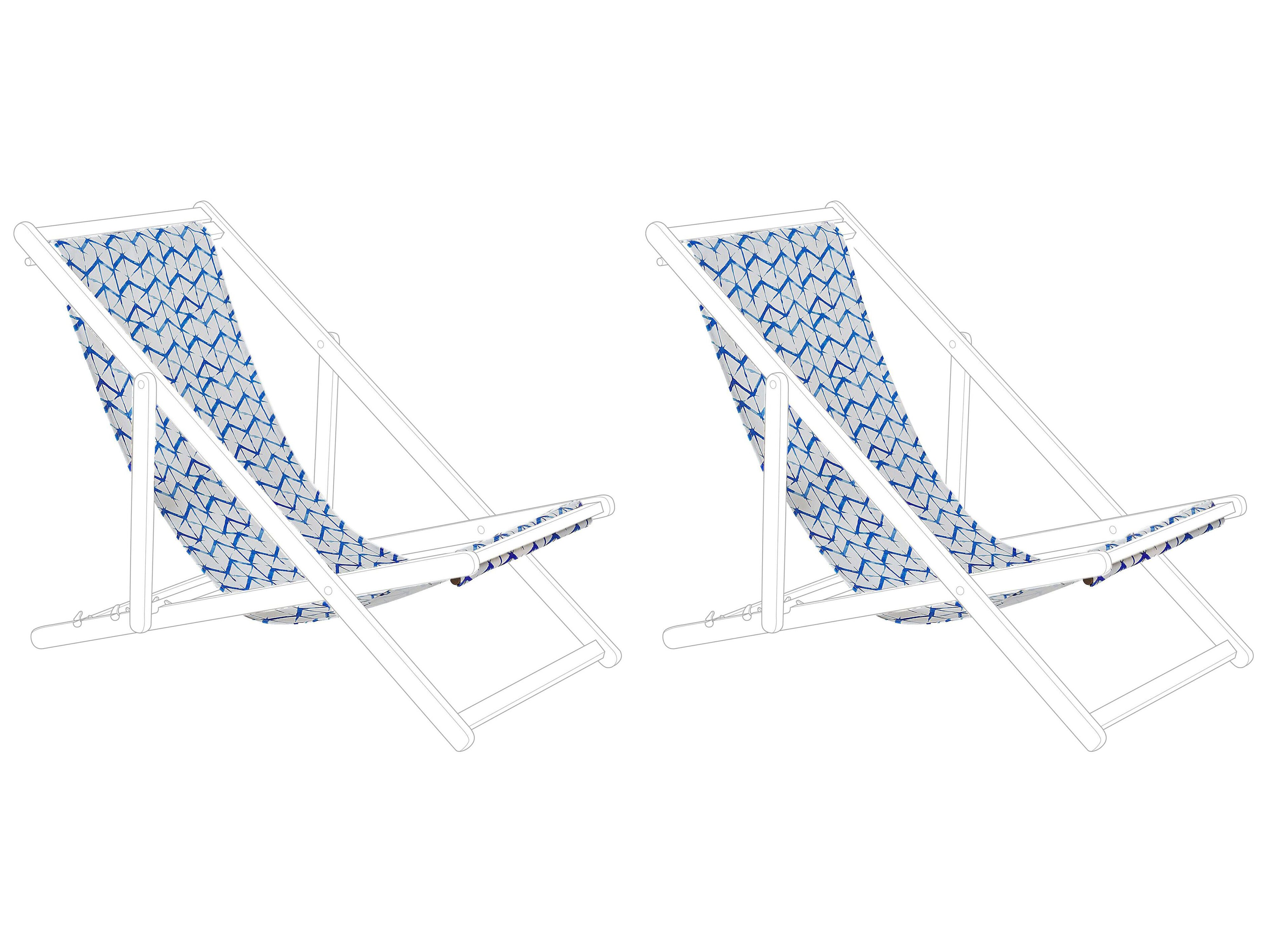 Set of 2 Sun Lounger Replacement Fabrics ANZIO/AVELLINO 113 x 44 cm Blue