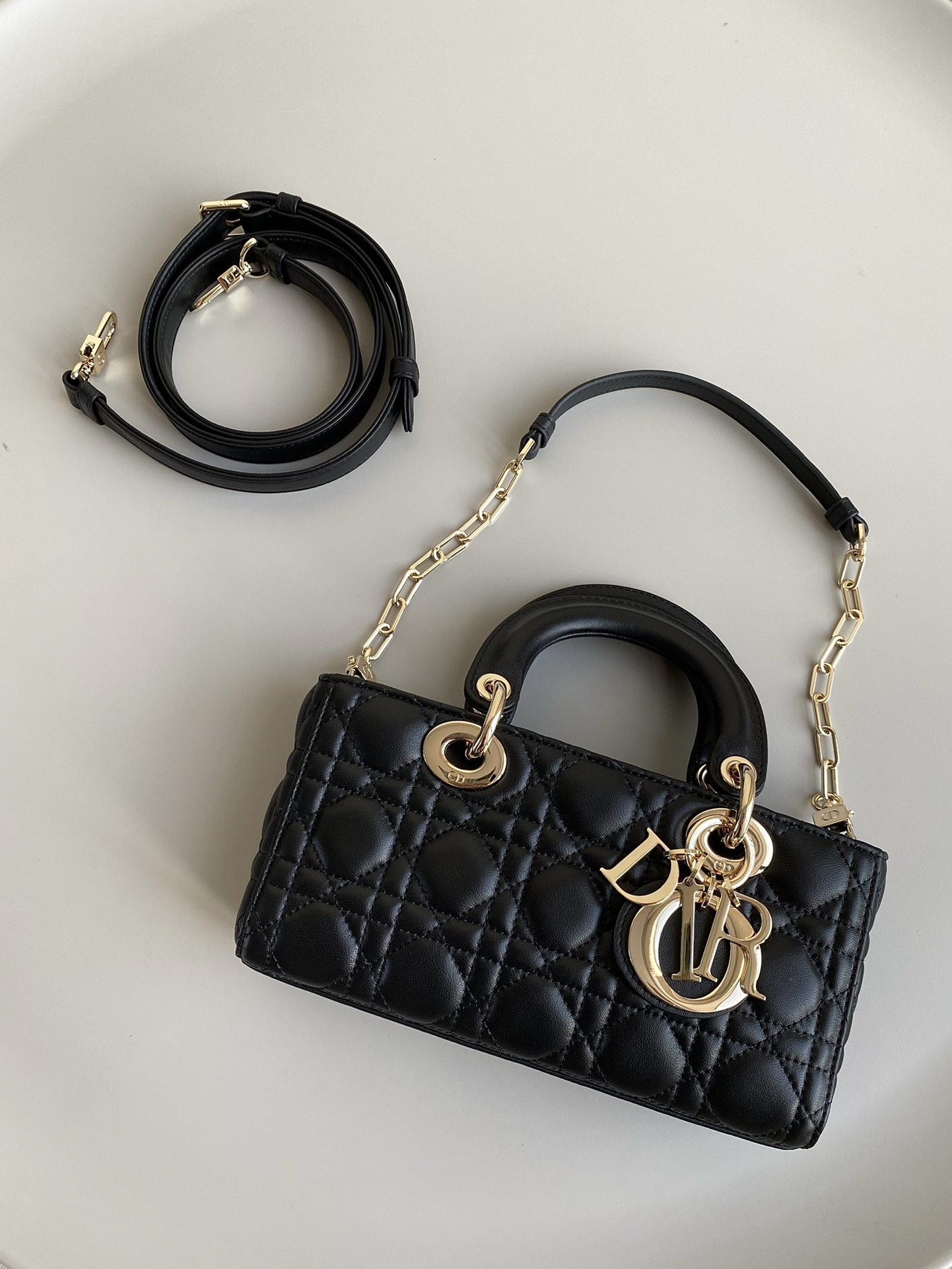 Small Lady D-Joy Bag White/Pink/Black For Women 9in/22cm M0613ONGE_M0301:1High-quality replica