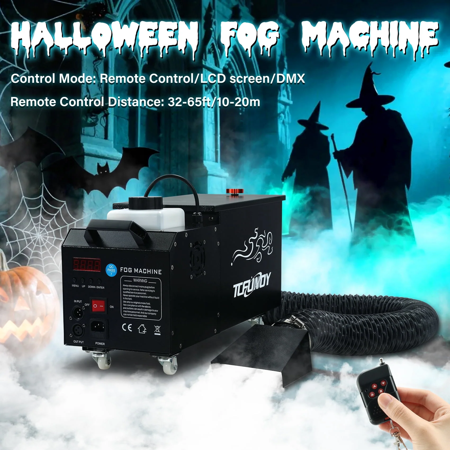 TCFUNDY 1500W Low Lying Fog Machine, Dry-Ice Effect Fogger w/ Tube, Ground Smoke Machine w/ DMX & Wireless Remote Control, Ideal Atmosphere Maker for Halloween, Parties, Weddings and Stage - Image 3 TCFUNDY 1500W Low Lying Fog Machine, Dry-Ice Effect Fogger w/ Tube, Ground Smoke Machine w/ DMX & Wireless Remote Control, Ideal Atmosphere Maker for Halloween, Parties, Weddings and Stage - Image 3