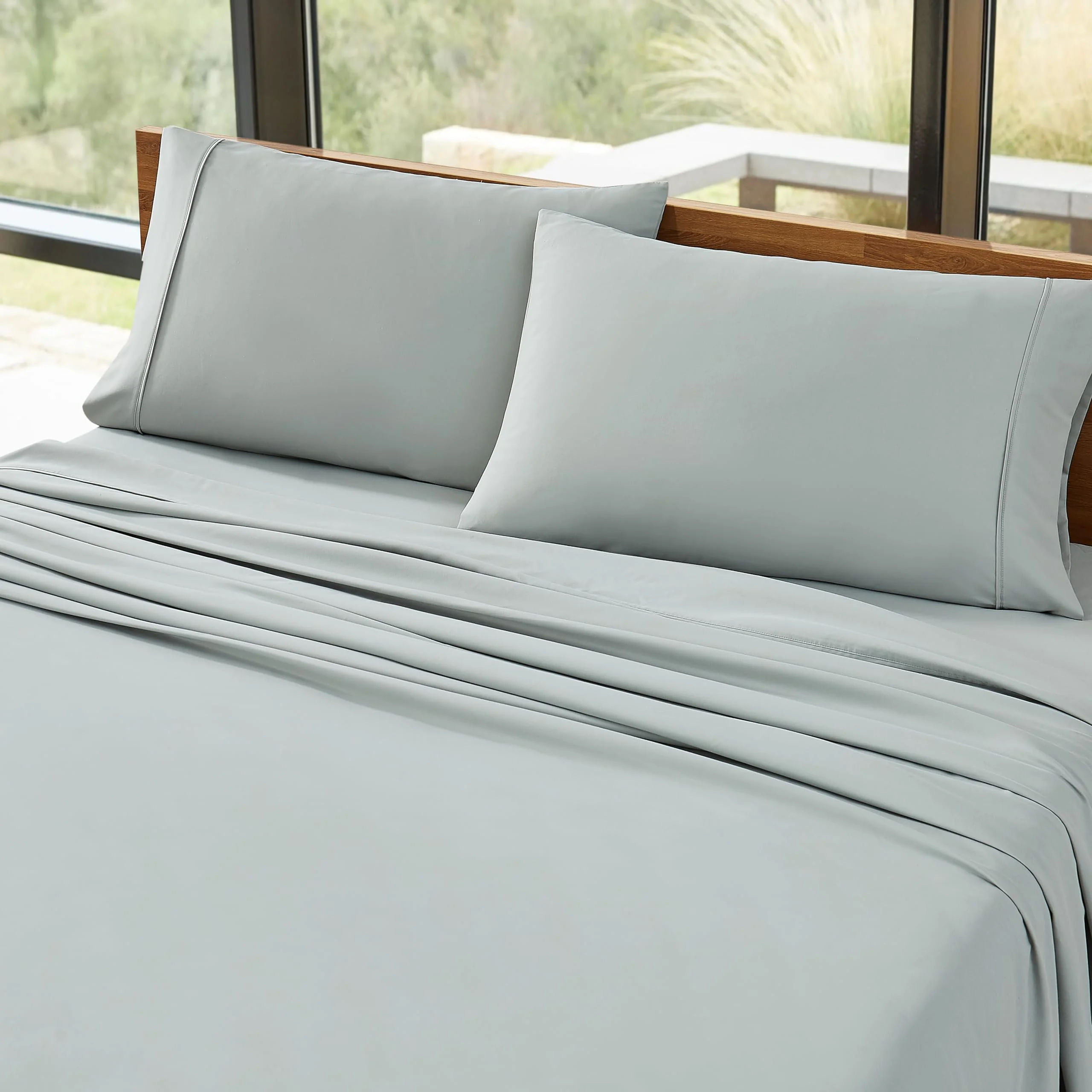 UGG 01752 Alahna King Bed Sheets and Pillowcases 4-Piece Set Sleep in Luxury Machine Washable Deep Pockets Wrinkle-Resistant Breathable Cozy Comfort Silky Cooling Sheets, King, Mineral