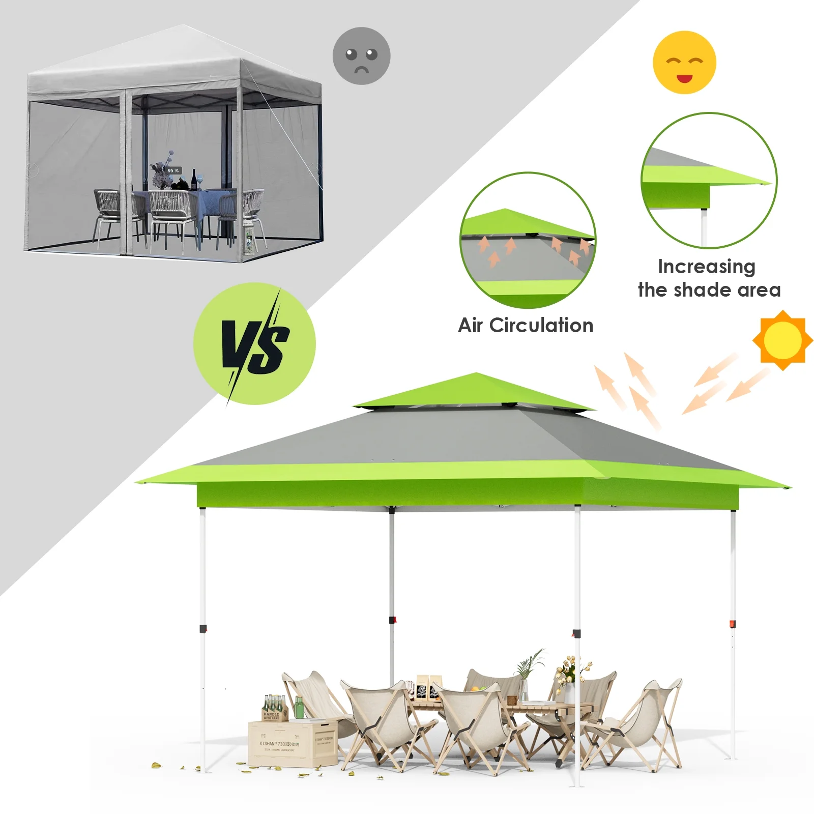 Pirecart 12' x 12' Pop-up Canopy Tent Waterproof Outdoor Gazebo Shelter with Wheeled Bag, Instand Canopy , White - Image 18