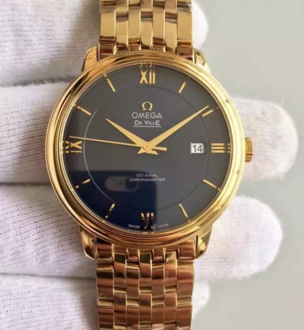 Replica Omega MK De Ville 39.5mm Blue Dial YG Case SS Bracelet A2824 - Top club