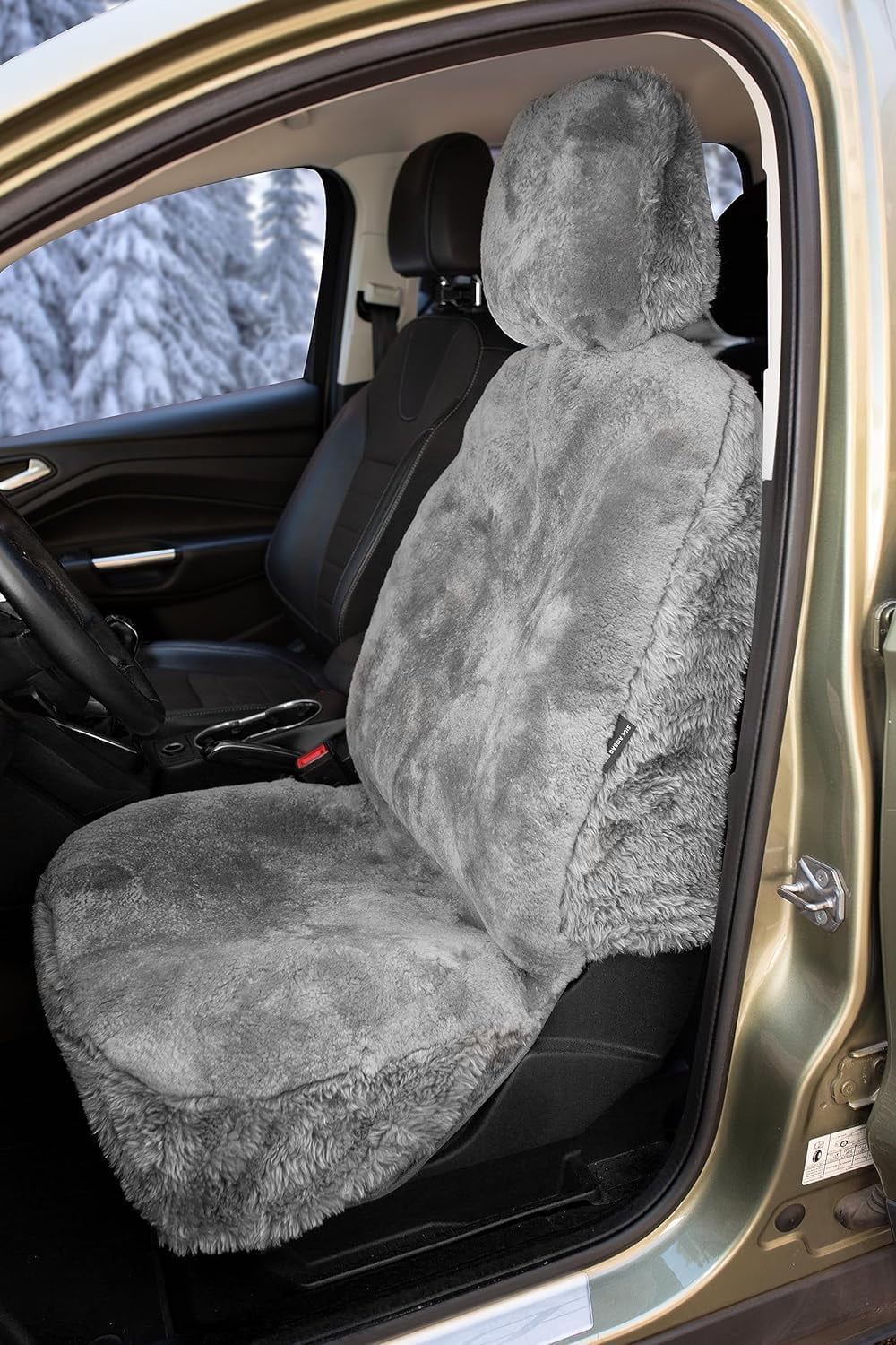 Zone Tech Genuine Sheepskin Ivory Car Seat Cover, Fluffy Luxury Wool Front Seat Covers, Universal Fits Car, Truck, SUV, & Van - Image 18
