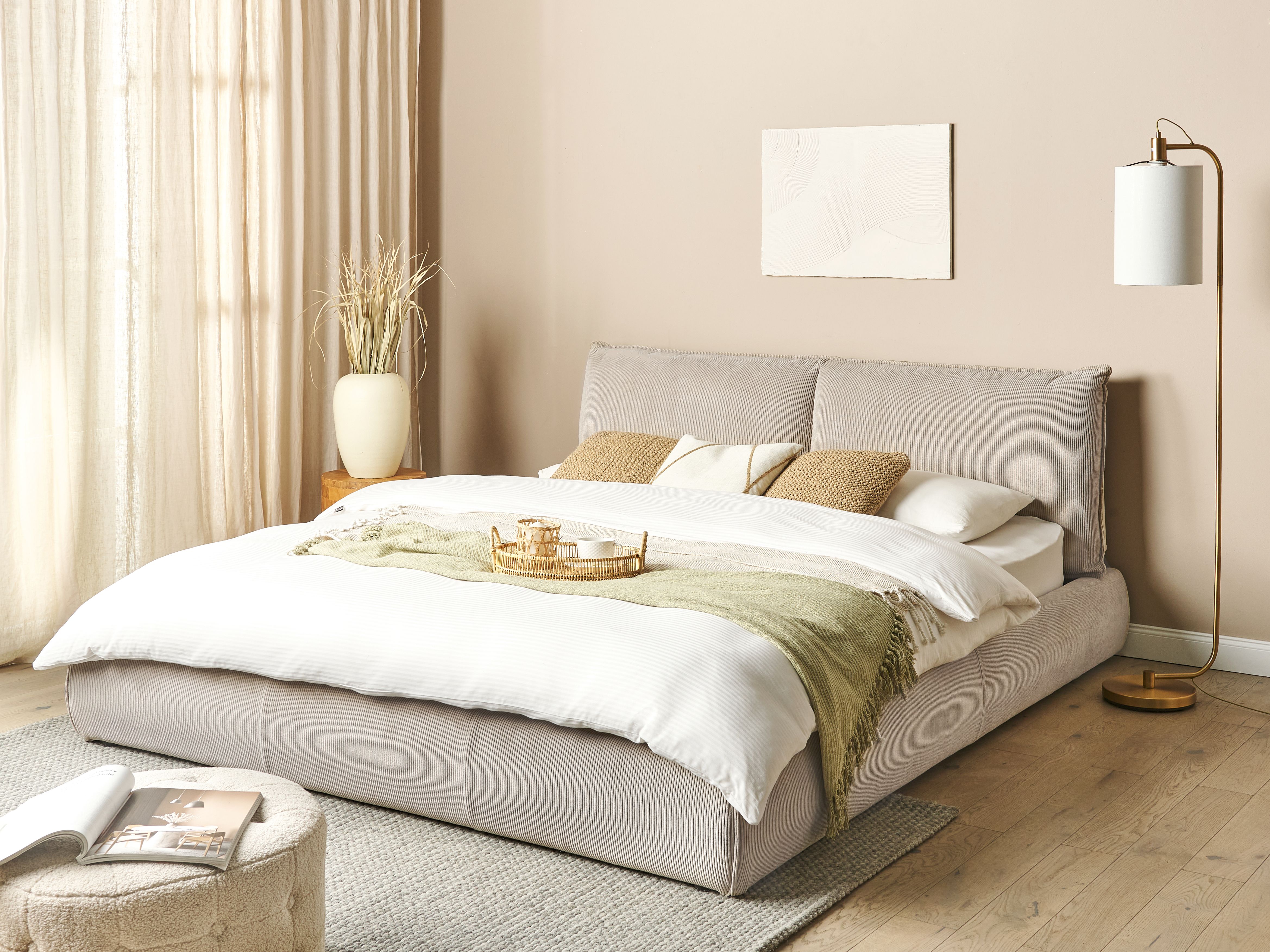 Waterbed Corduroy VINAY 180 x 200 cm (EU Super King) Taupe