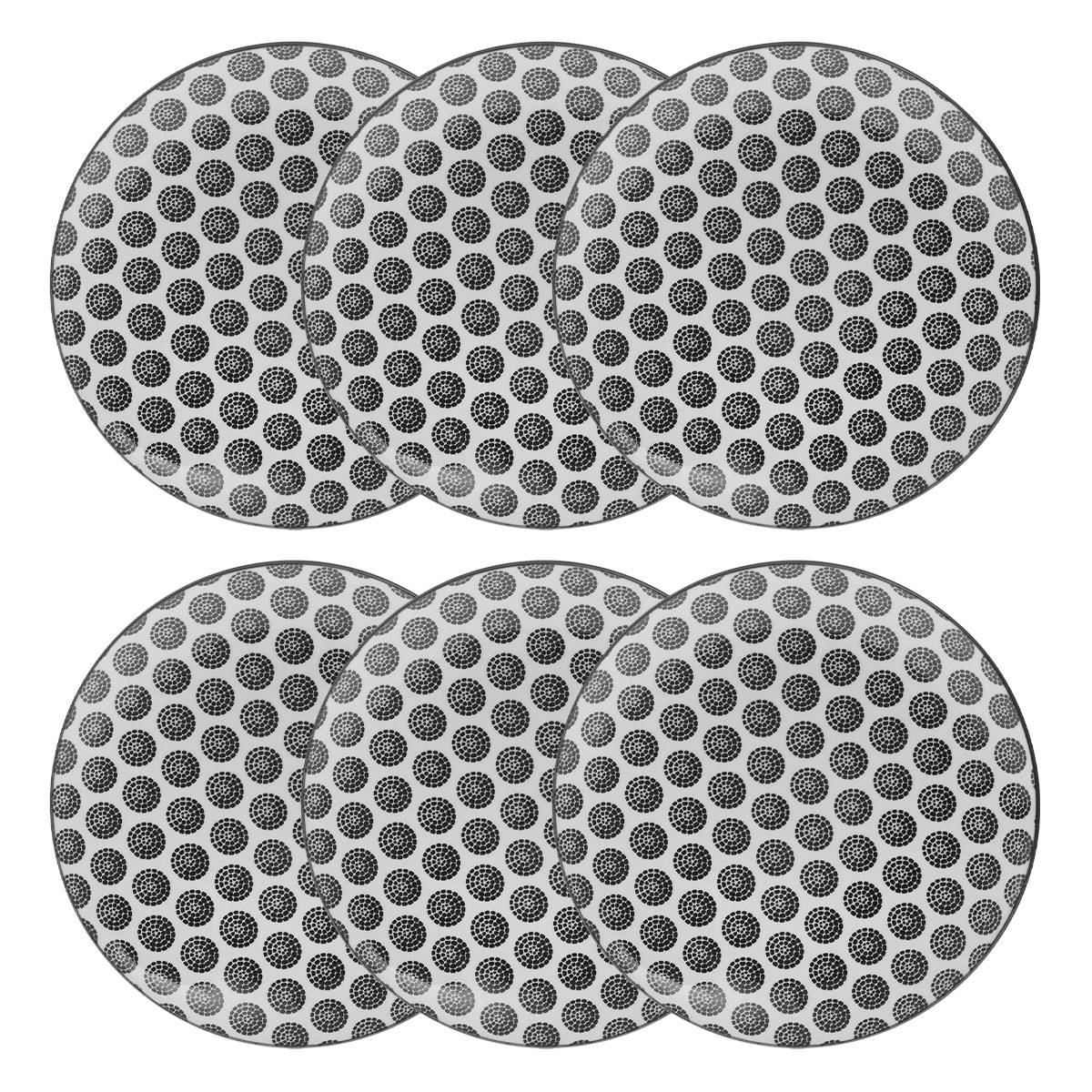 Set of 6 deep plates "Bohemia" D.20 cm, Black & White