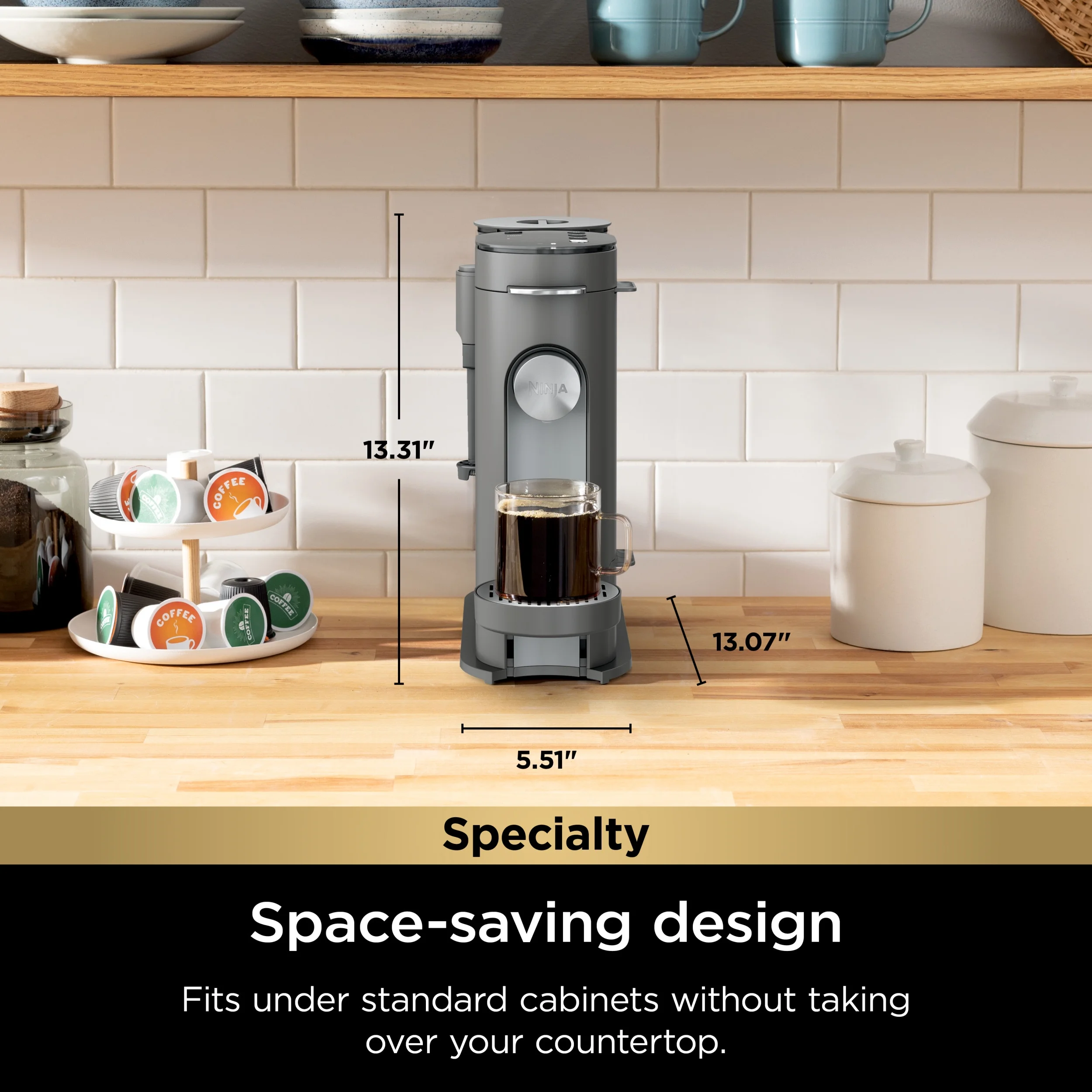 Ninja Single Serve Pods & Grounds Specialty Coffee Brewer, 4 Brew Styles, Gray, PB050 - Image 7