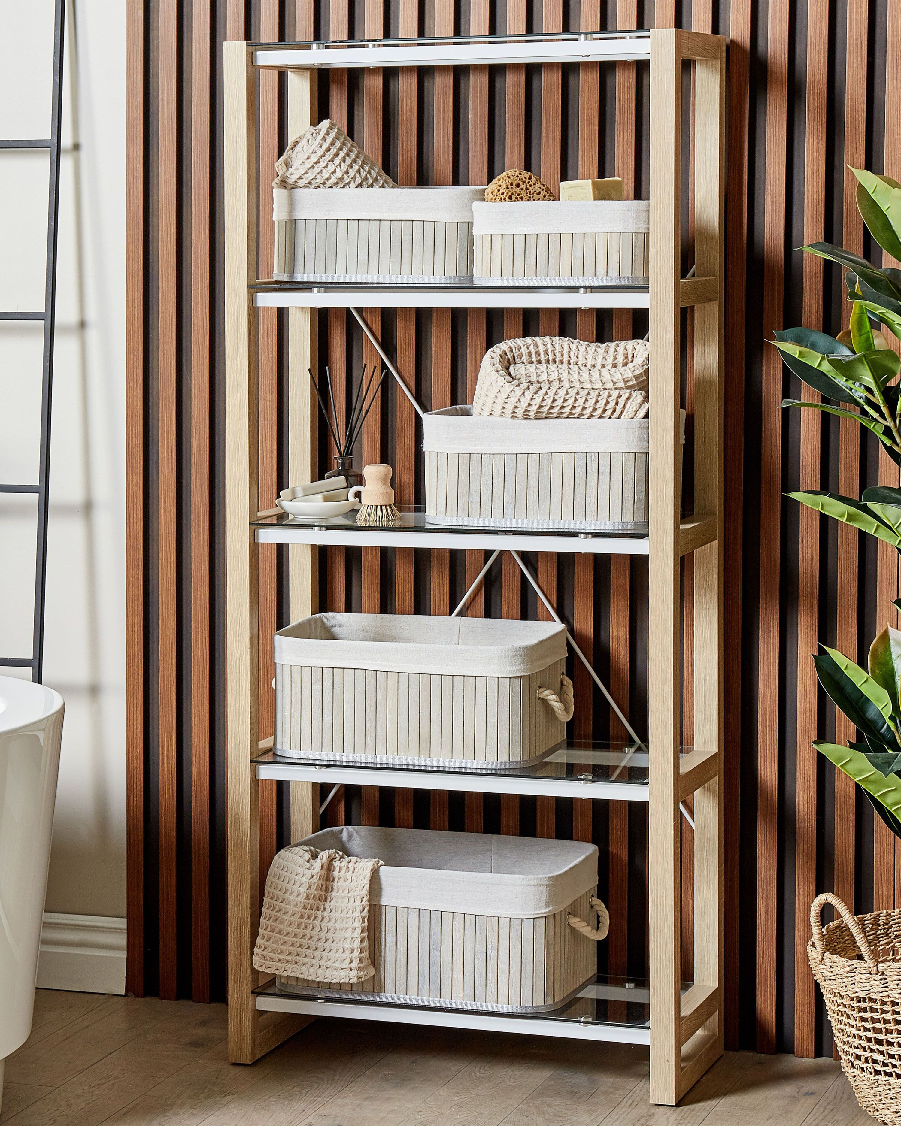 Set of 5 Baskets TALPE Bamboo Grey