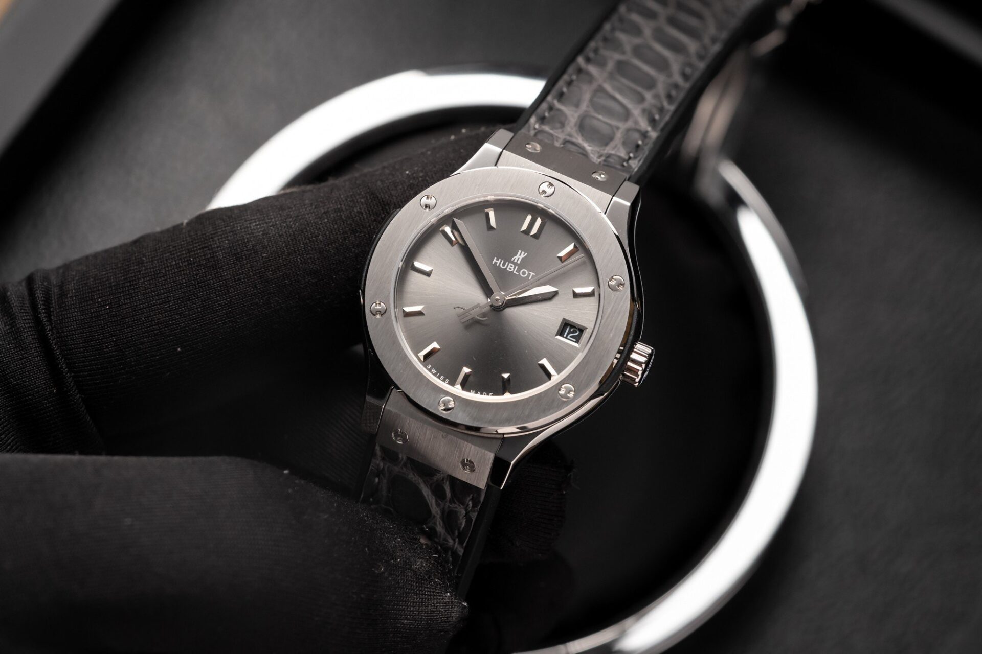 Hublot Women s Replica 11 Watch Gray Dial Leather Strap HBF 33mm - Elite Watch Atelier