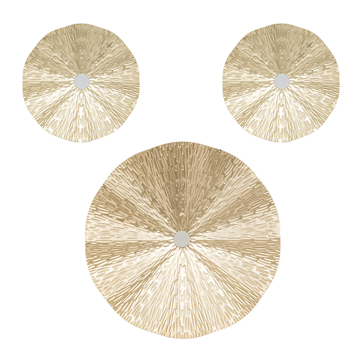 Set of 3 items of wall art "Leslie" Gold-tone metal, D.22/22.5/33.5 cm