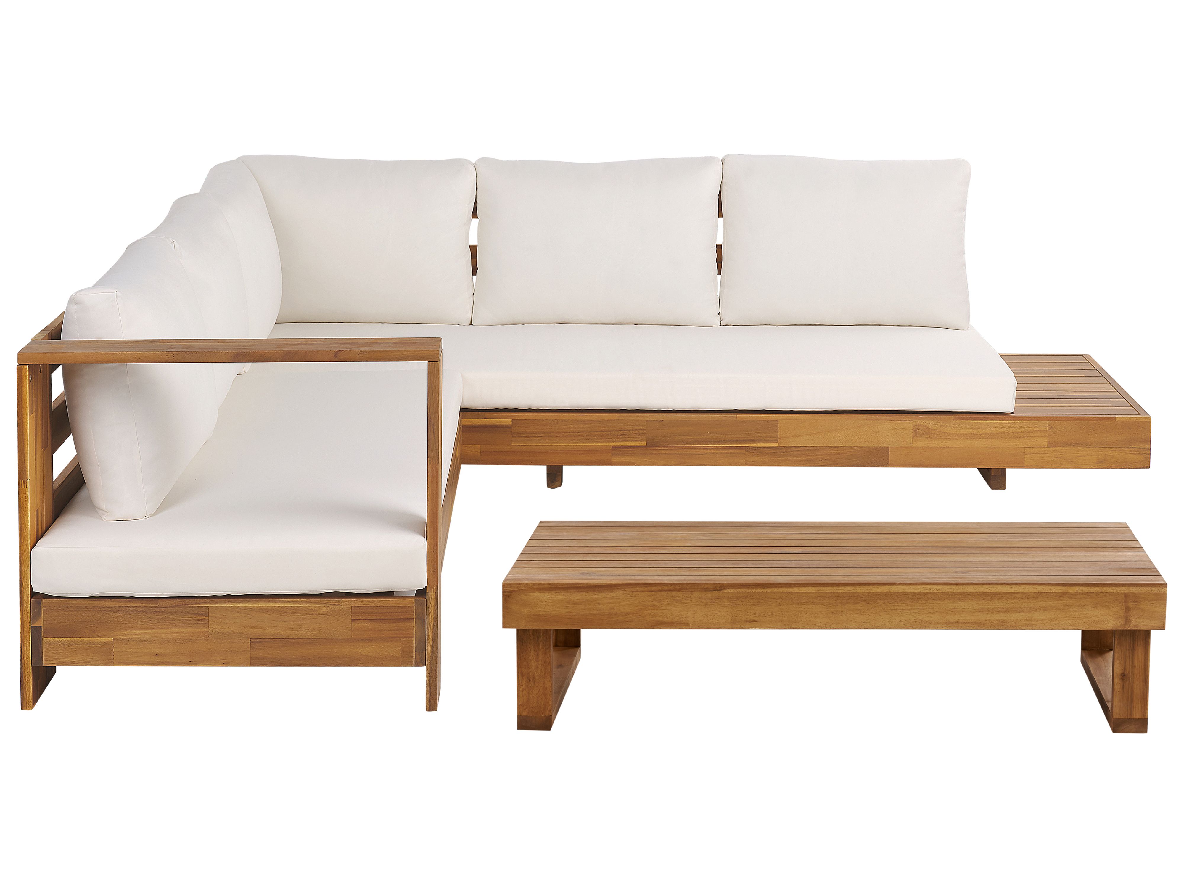 Garden Corner Sofa with Table 5 Seater MARETTIMO Right Hand Certified Acacia Wood Brown