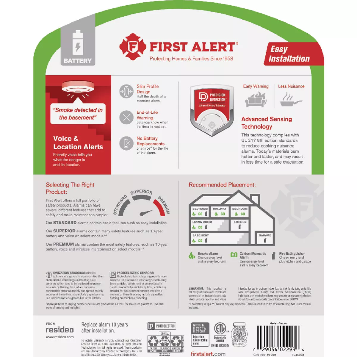 First Alert SMCO210V 2-In-1 10-Year Battery Photoelectric Smoke & Carbon Monoxide Alarm with Voice Alerts