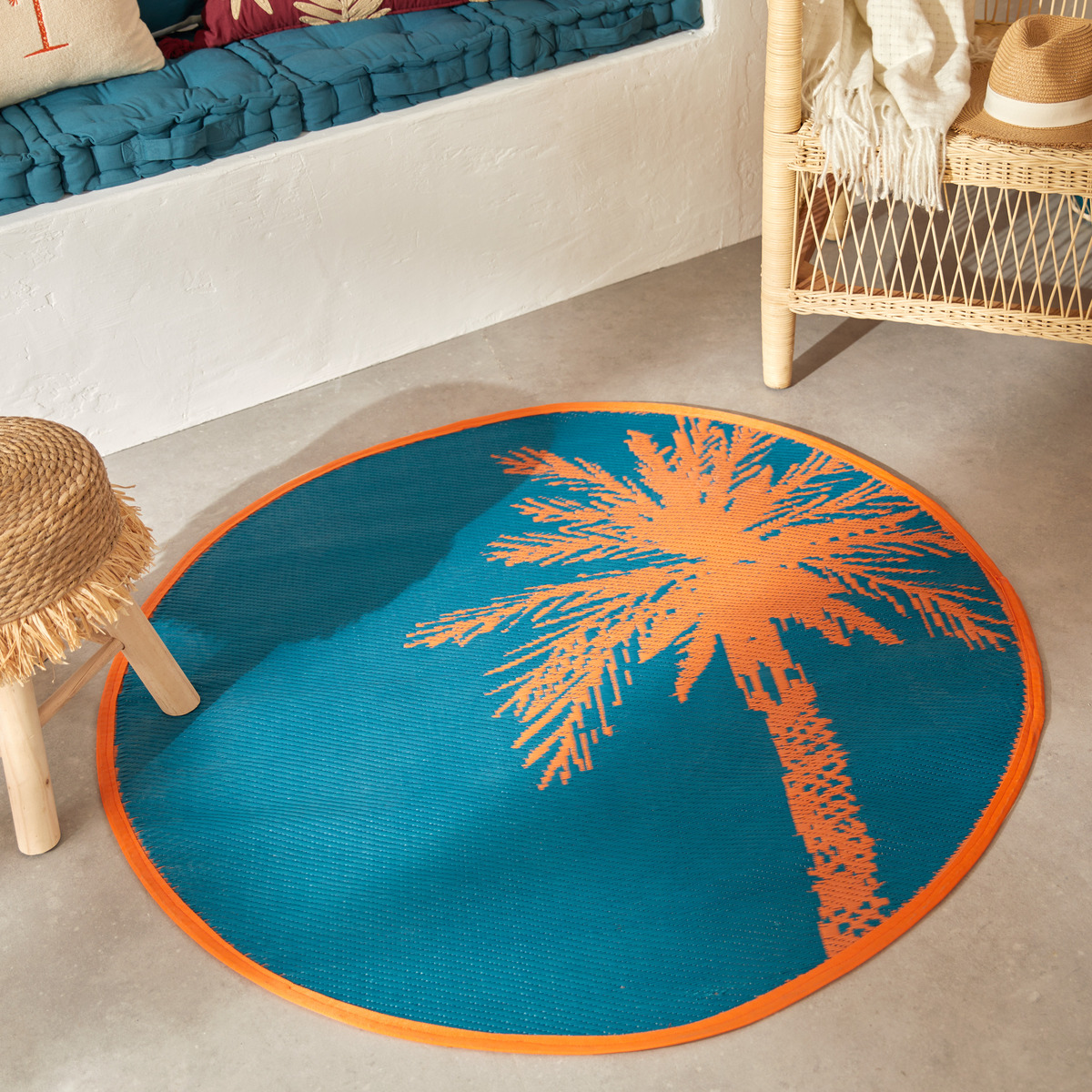 Outdoor rug "Yucatan" Duck Blue, D.120 cm