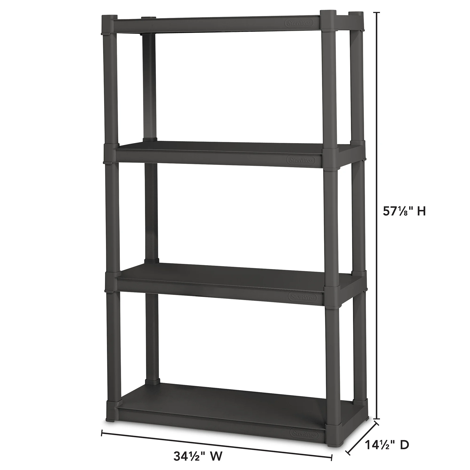 Sterilite Plastic Indoor Outdoor 4 Shelf Durable Shelving Unit, Gray 3 Pack - Image 3