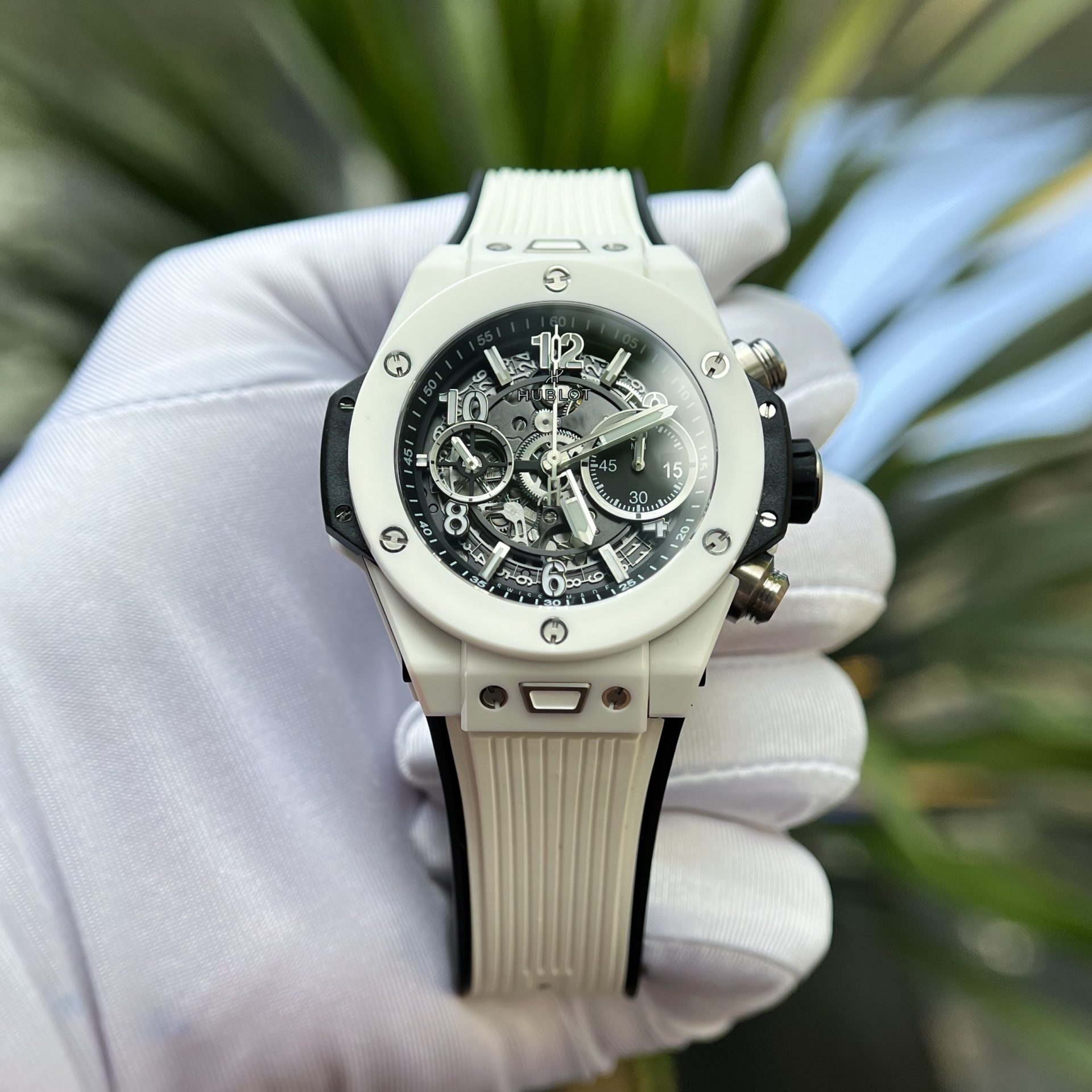 Hublot Best Replica Watch Big Bang Unico White Ceramic Rubber Strap BBF Factory 42mm - Elite Watch Atelier