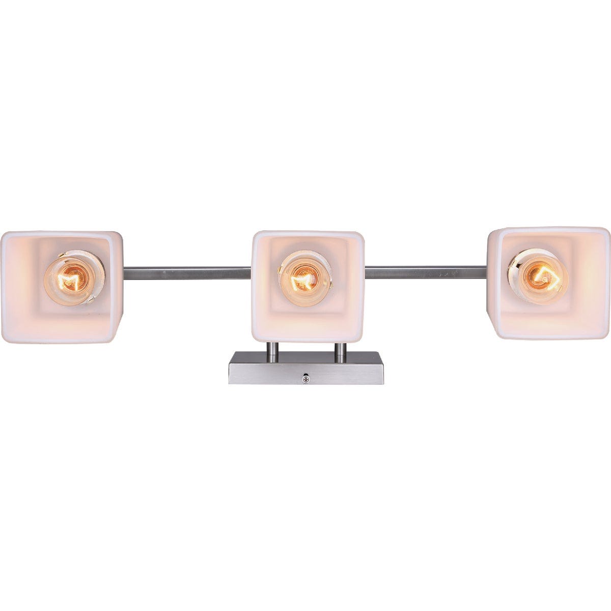 Canarm Hartley 3-Light Brushed Nickel Vanity Bath Light Fixture, Flat Opal Glass