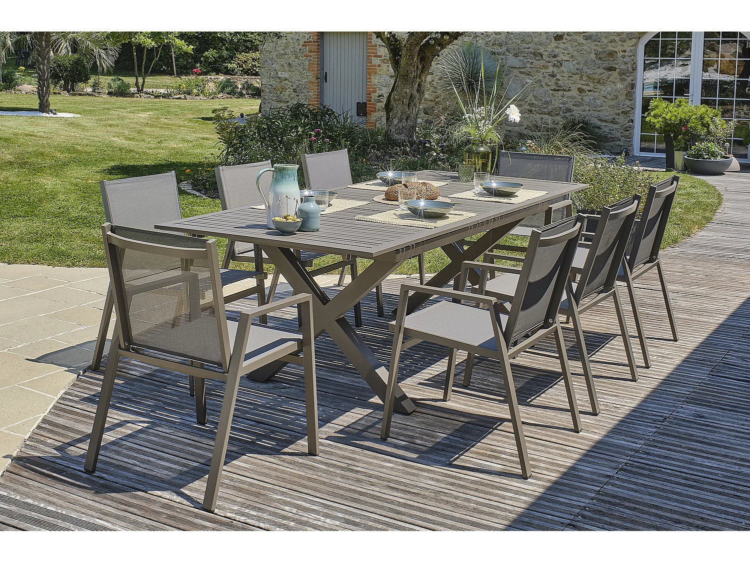 Ensemble repas de jardin 8 places en aluminium - FLORIDE