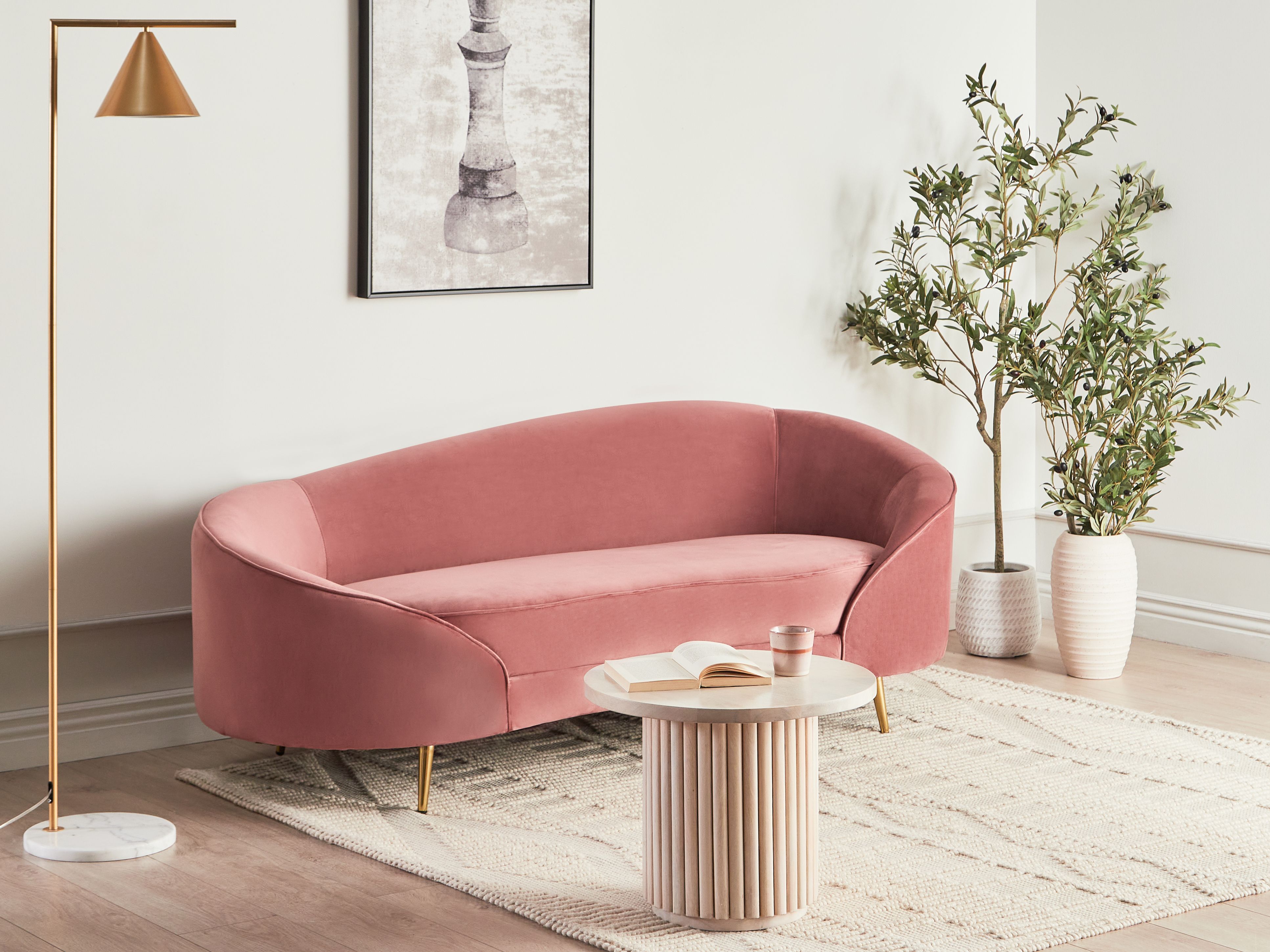 Sofa 2 Seater SAVAR Velvet Pink
