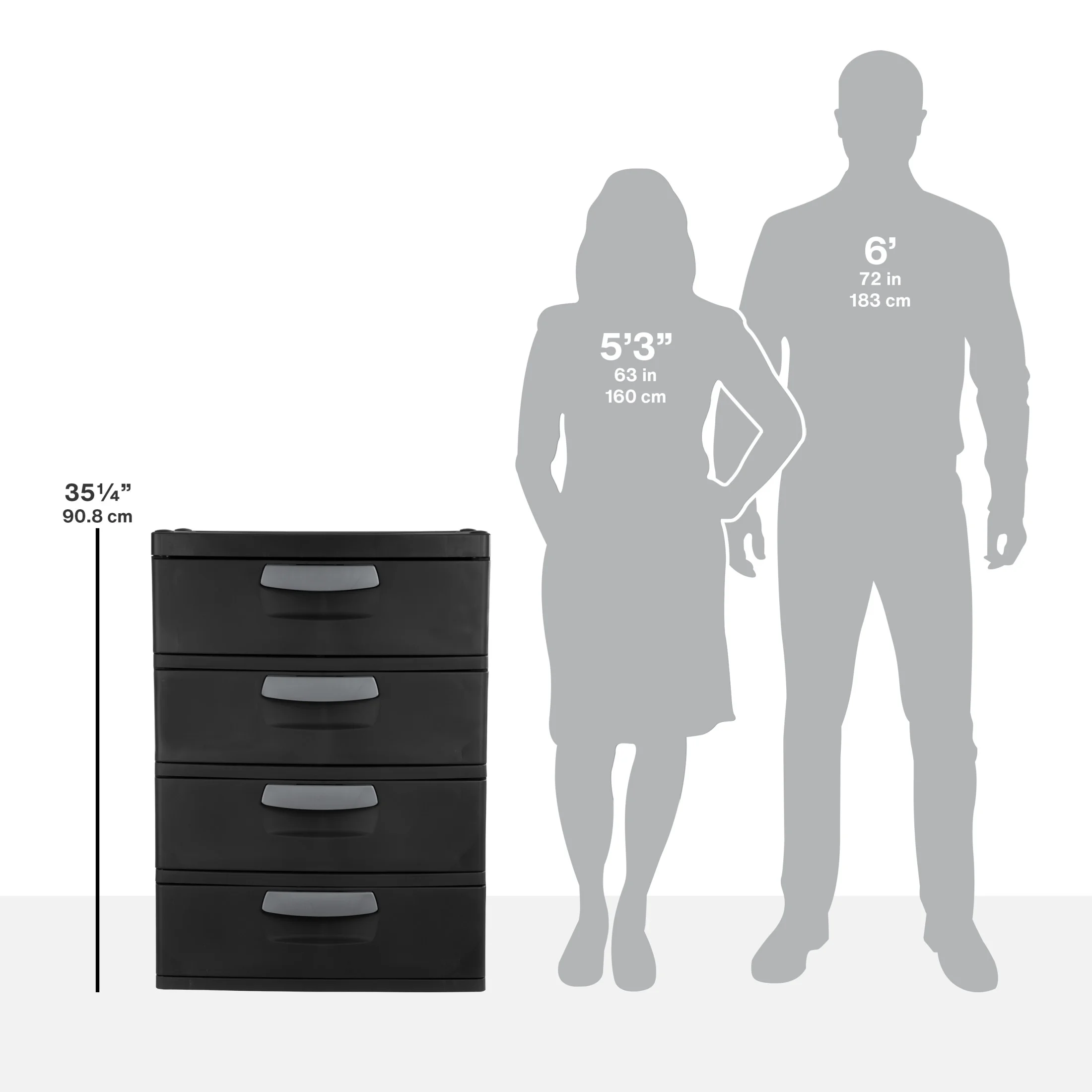 Sterilite 4 Drawer Unit, Durable Plastic Storage Solution for Garages and Basements, Dark Gray - Image 2