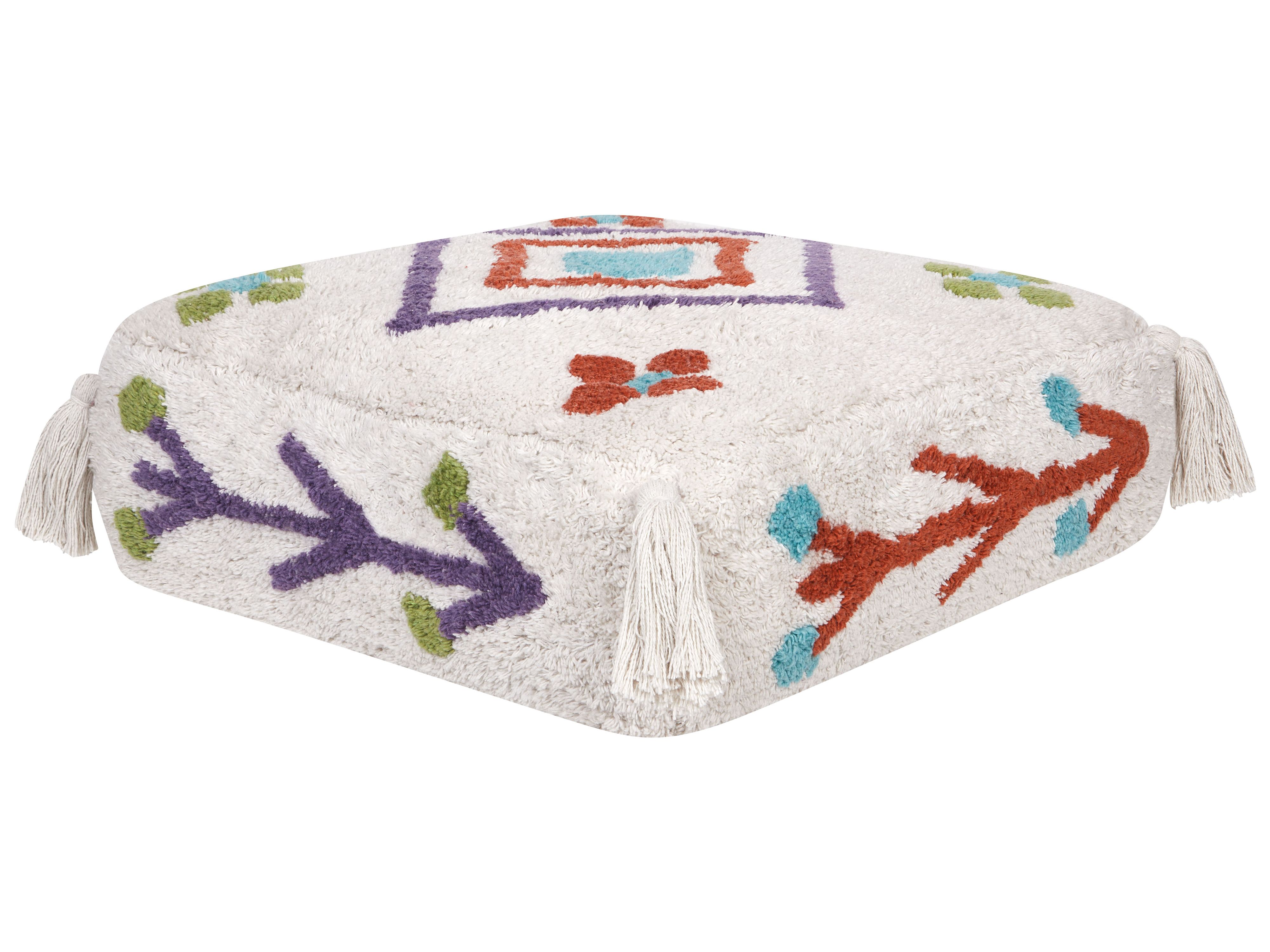 Pouffe Embroidery DIPLO Cotton White