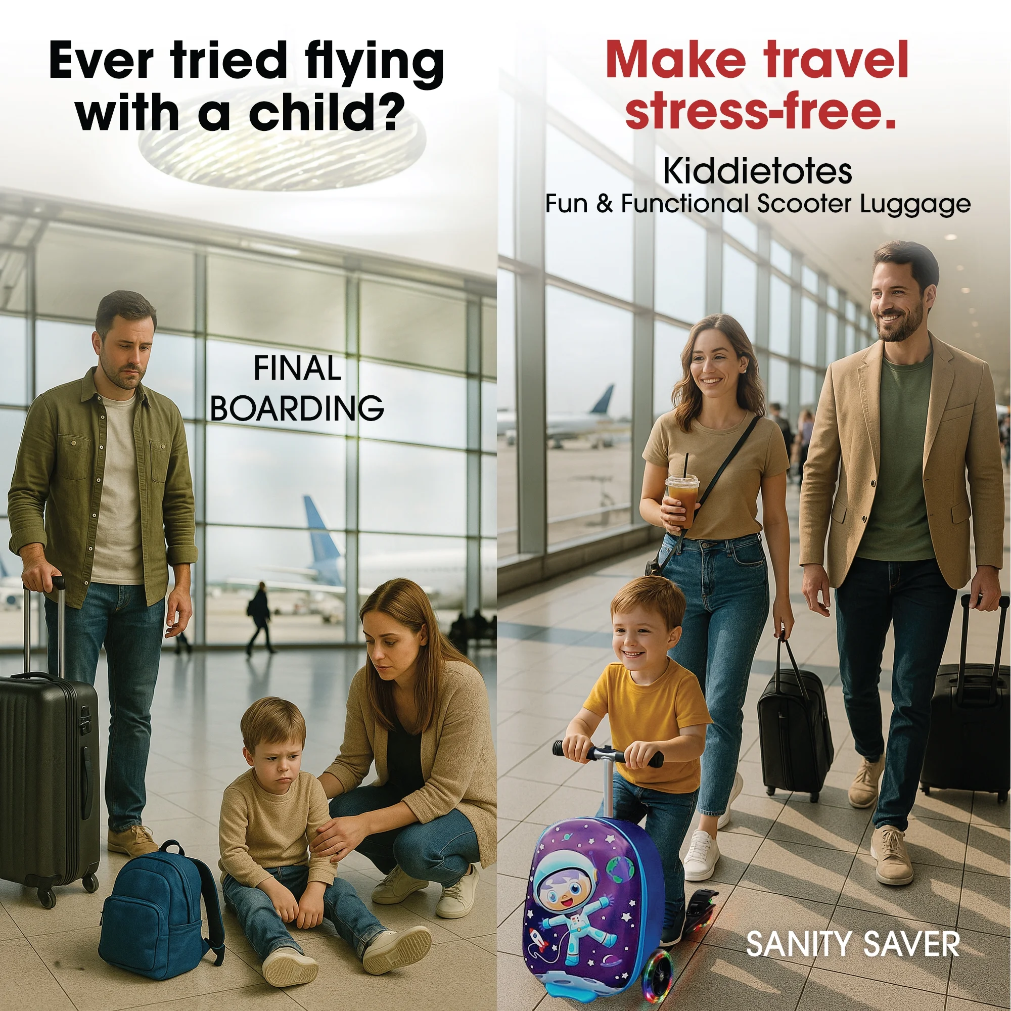 Kiddietotes Kid's Hard Shell Scooter Ride On Suitcase, Pink - Image 30