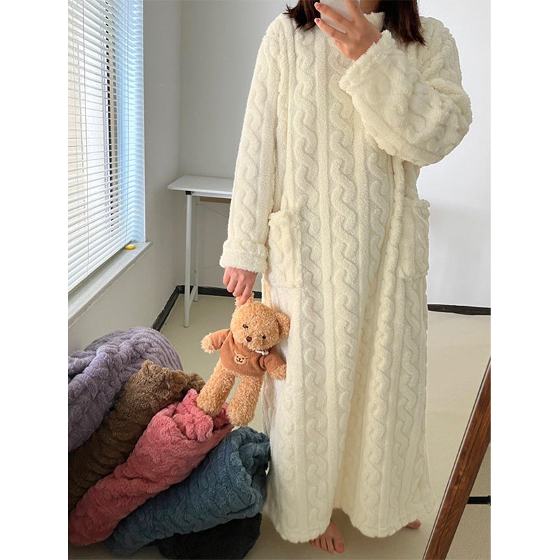 ChicNachtkleding | Koraal Fleece Nachtjurk voor Ontspanning Thuis