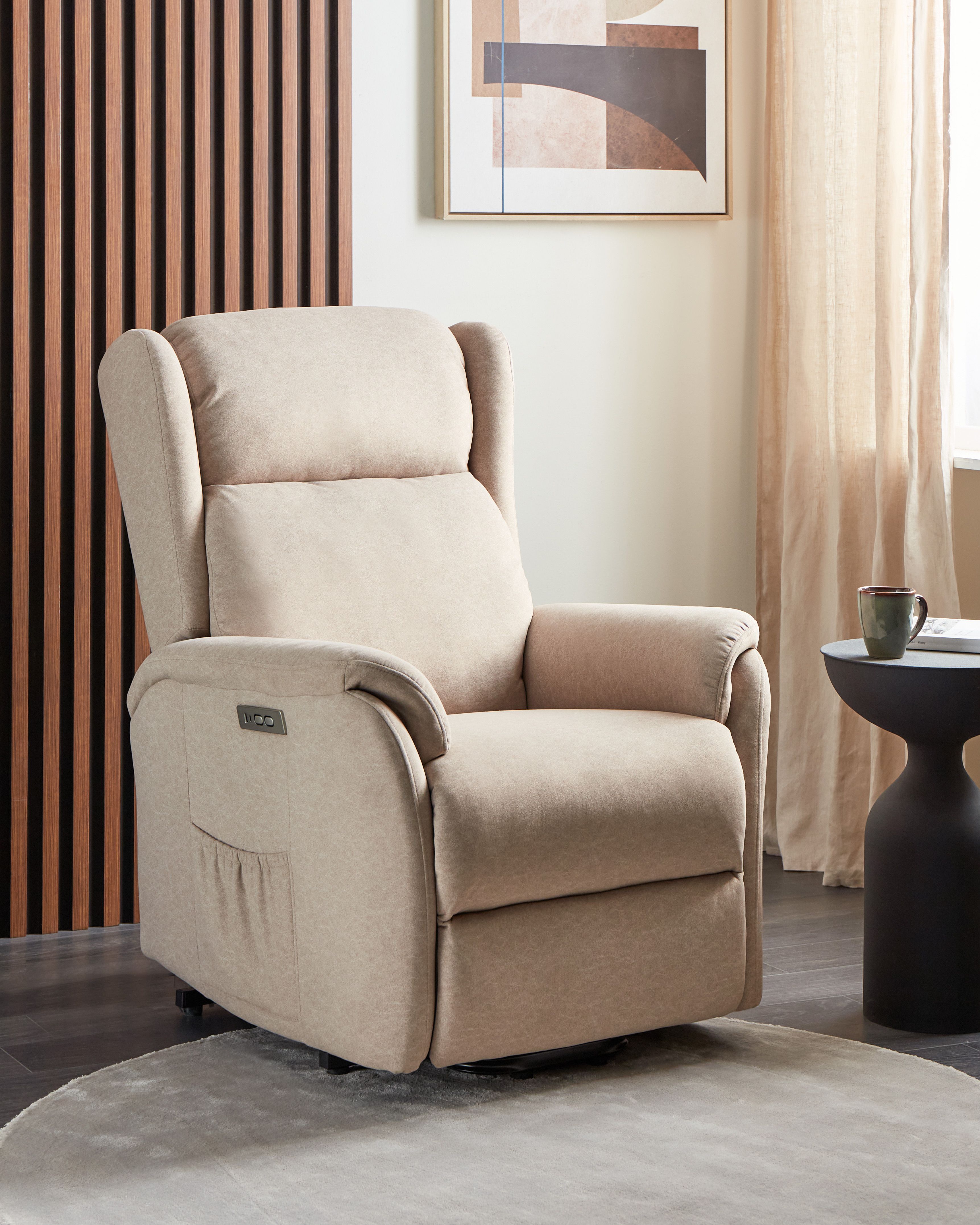 Electric Recliner Chair ELEGY with Footrest Fabric Taupe