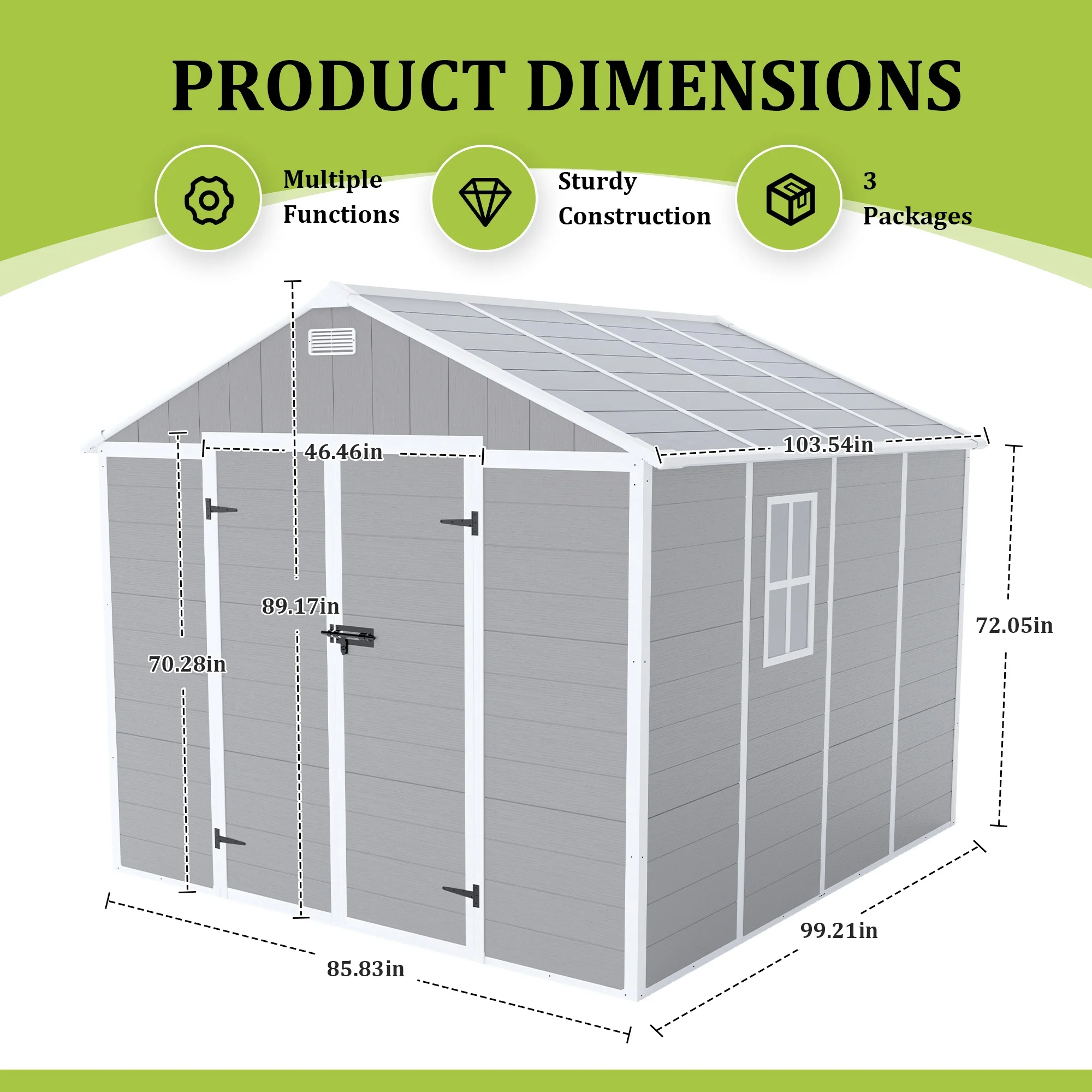 Seizeen Shed and Outdoor Storage, 41 Cu.Ft Small Outdoor Resin Shed with 3 Doors & Floor, 306GAL Deck Box Waterproof Plastic Tool Storage Shed for Cushion Lawn Mower Garbage Cans - Image 36