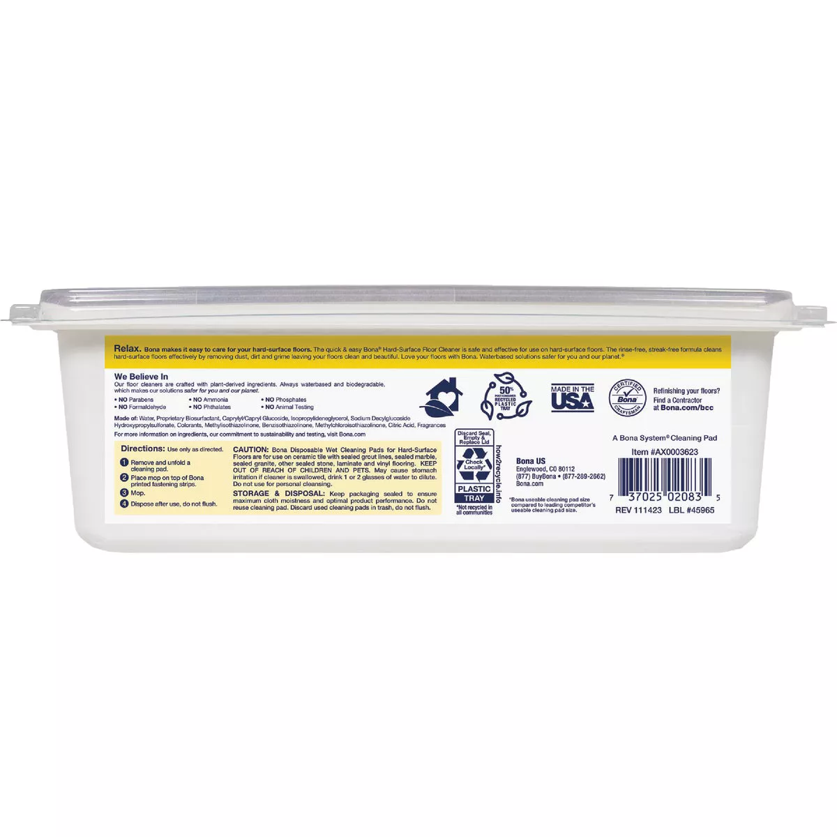 Bona Lemon Mint Disposable Wet Cleaning Pads for Hard-Surface Floors (12-Count)