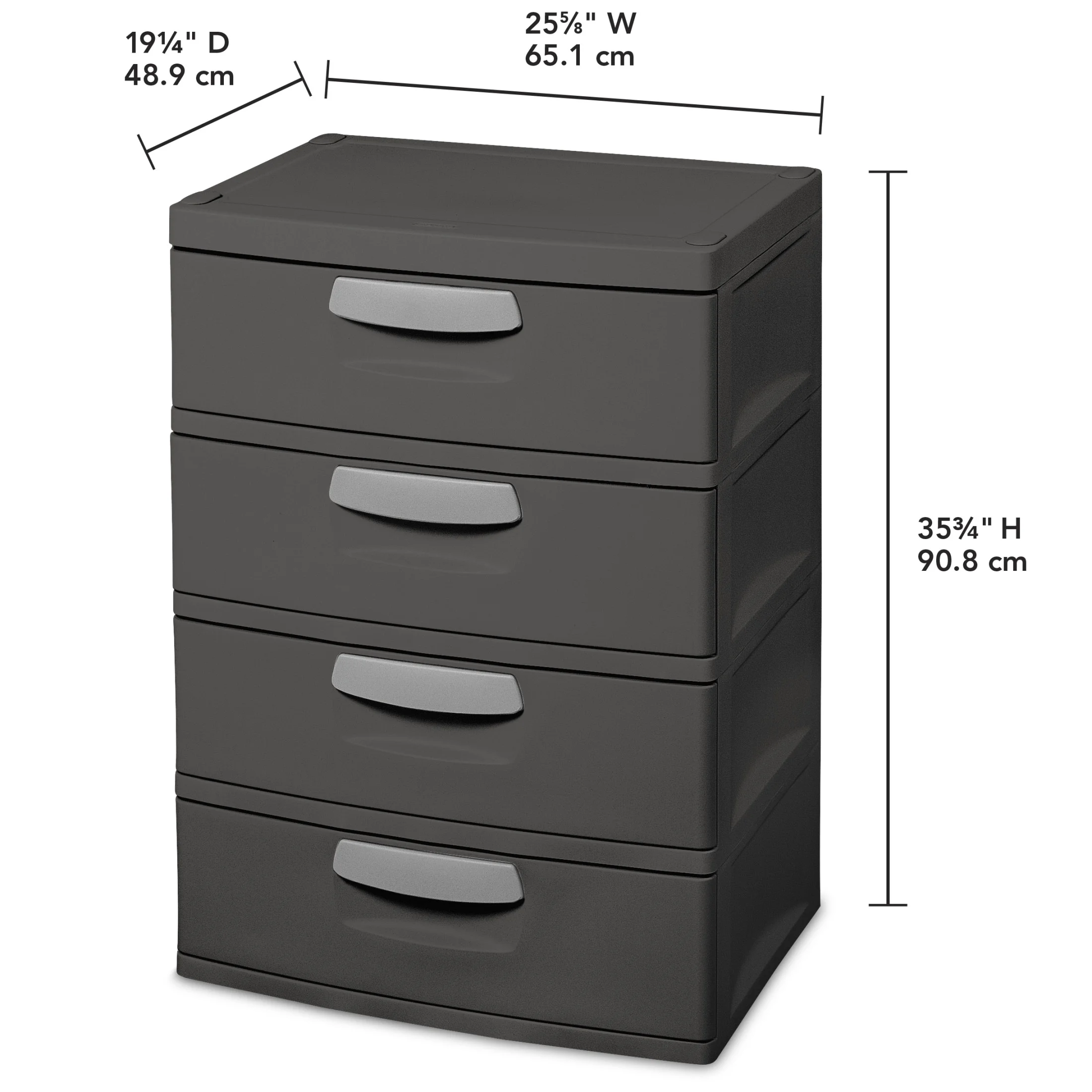 Sterilite 4 Drawer Unit, Durable Plastic Storage Solution for Garages and Basements, Dark Gray - Image 3