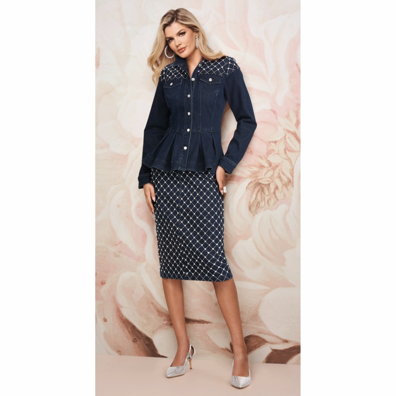 Delyse Denim Skirt Suit - MIDNIGHT VELVET CATALOG