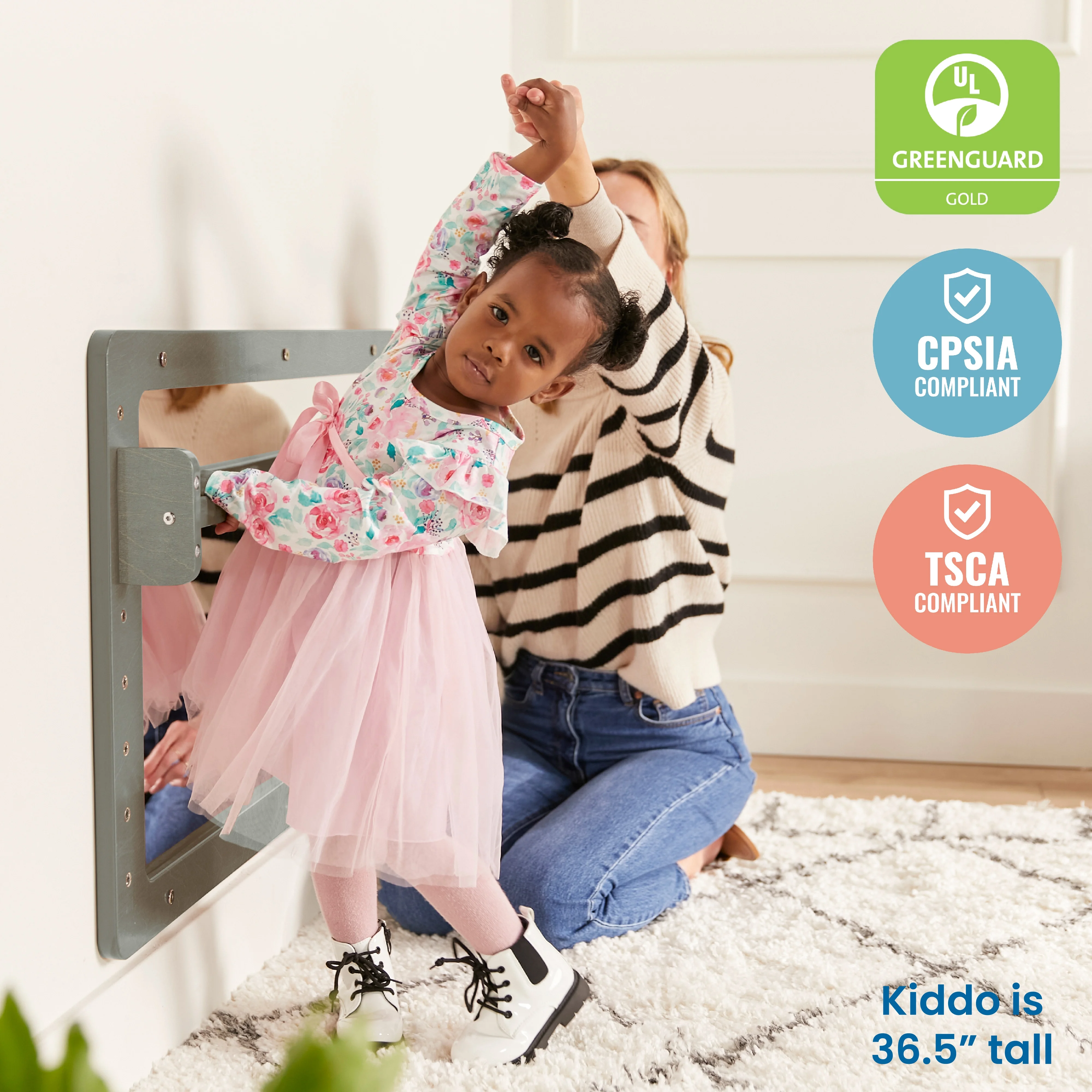ECR4Kids Wall-Mounted Coordination Mirror, Natural - Image 25