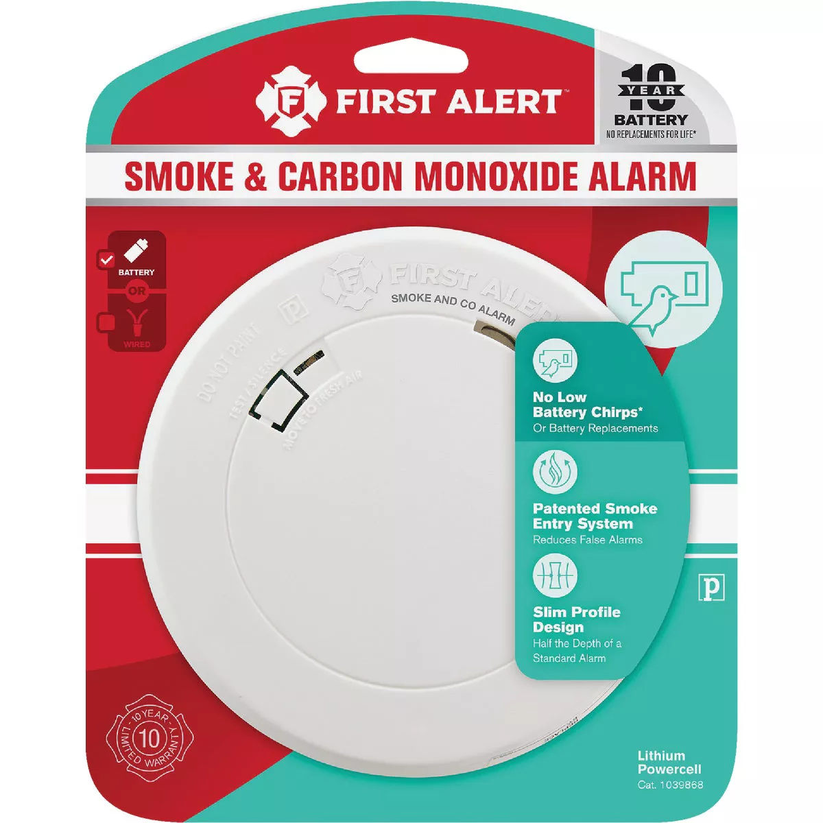 First Alert 10-Year Sealed Battery Photoelectric/Electrochemical Slim Round Carbon Monoxide and Smoke Alarm
