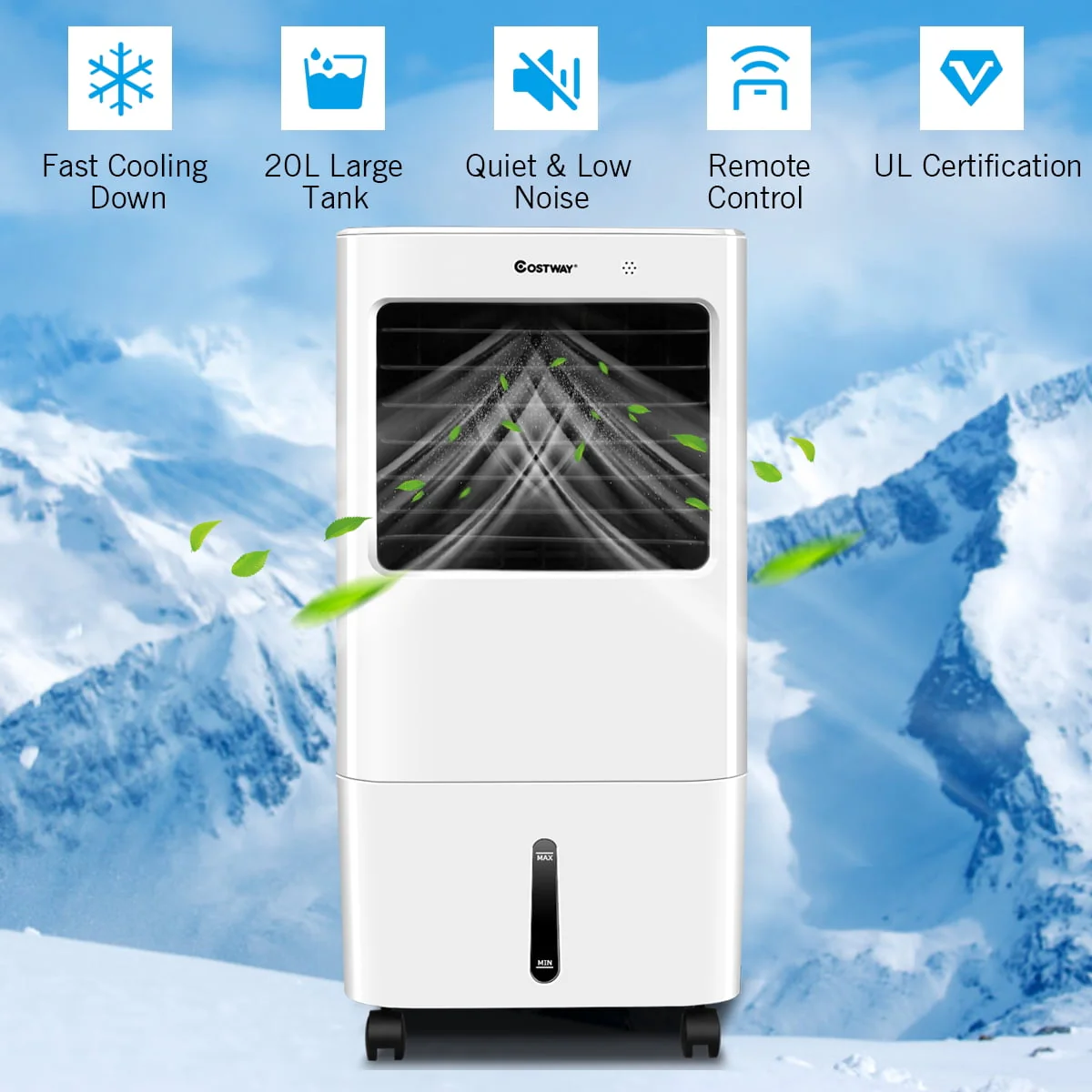 Costway Evaporative Portable Air Cooler Fan & Humidifier w/ Remote Control 7.5 Timer - Image 6