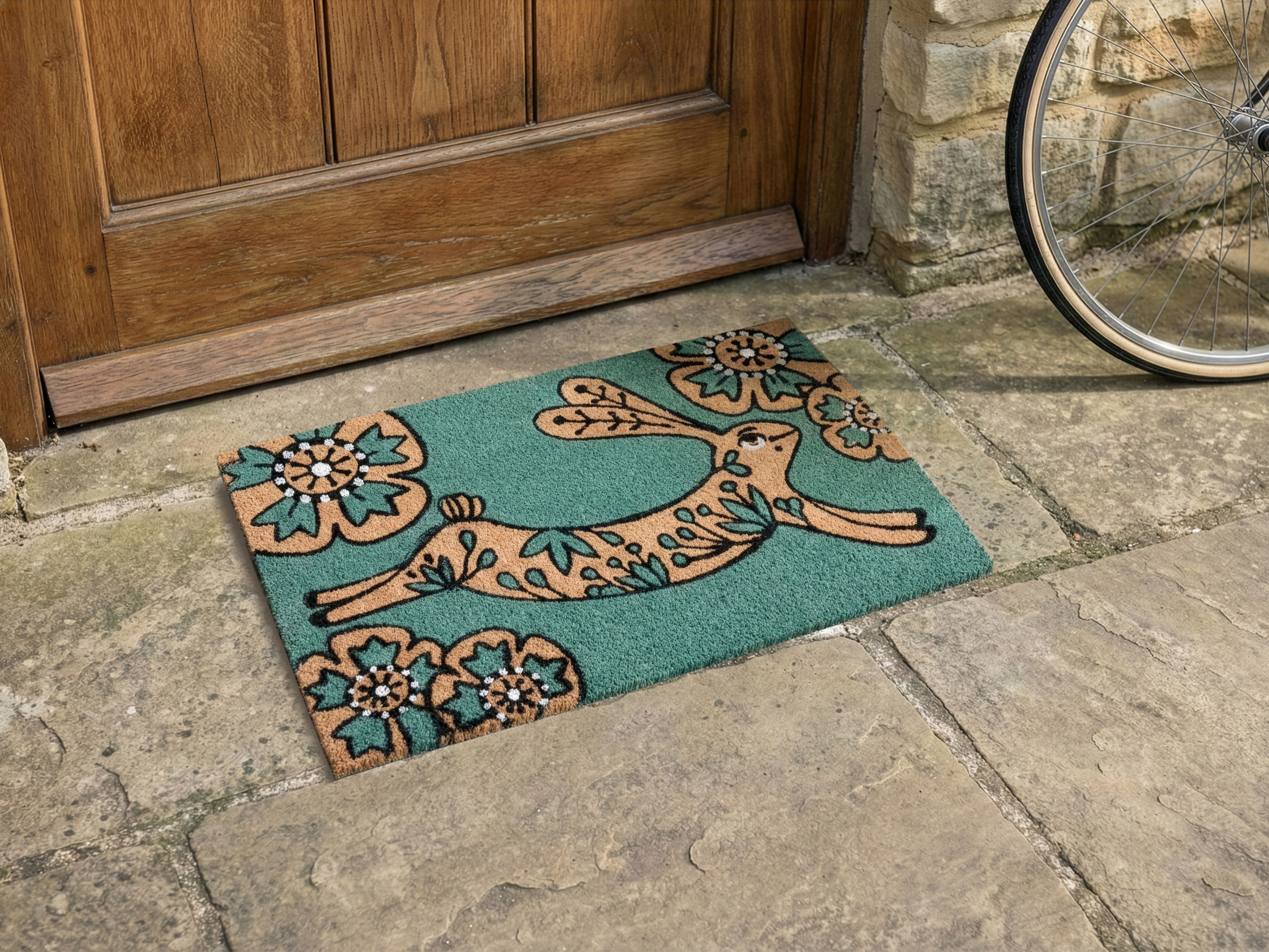 Doormat CLARK Teal 40 x 60 cm Rabbit Coir