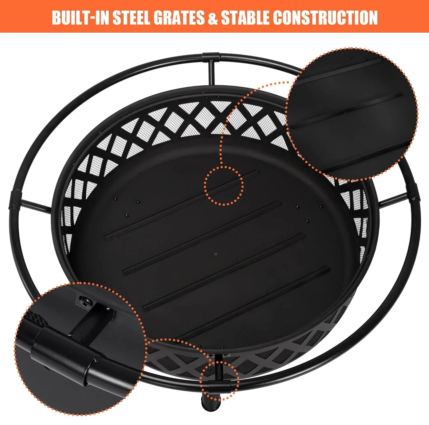 SUNCREAT 42-Inch Wood Burning Patio Fire Pit, Black, 42.1 Inch Diameter x 25.2 Inch High - Image 26 SUNCREAT 42-Inch Wood Burning Patio Fire Pit, Black, 42.1 Inch Diameter x 25.2 Inch High - Image 26