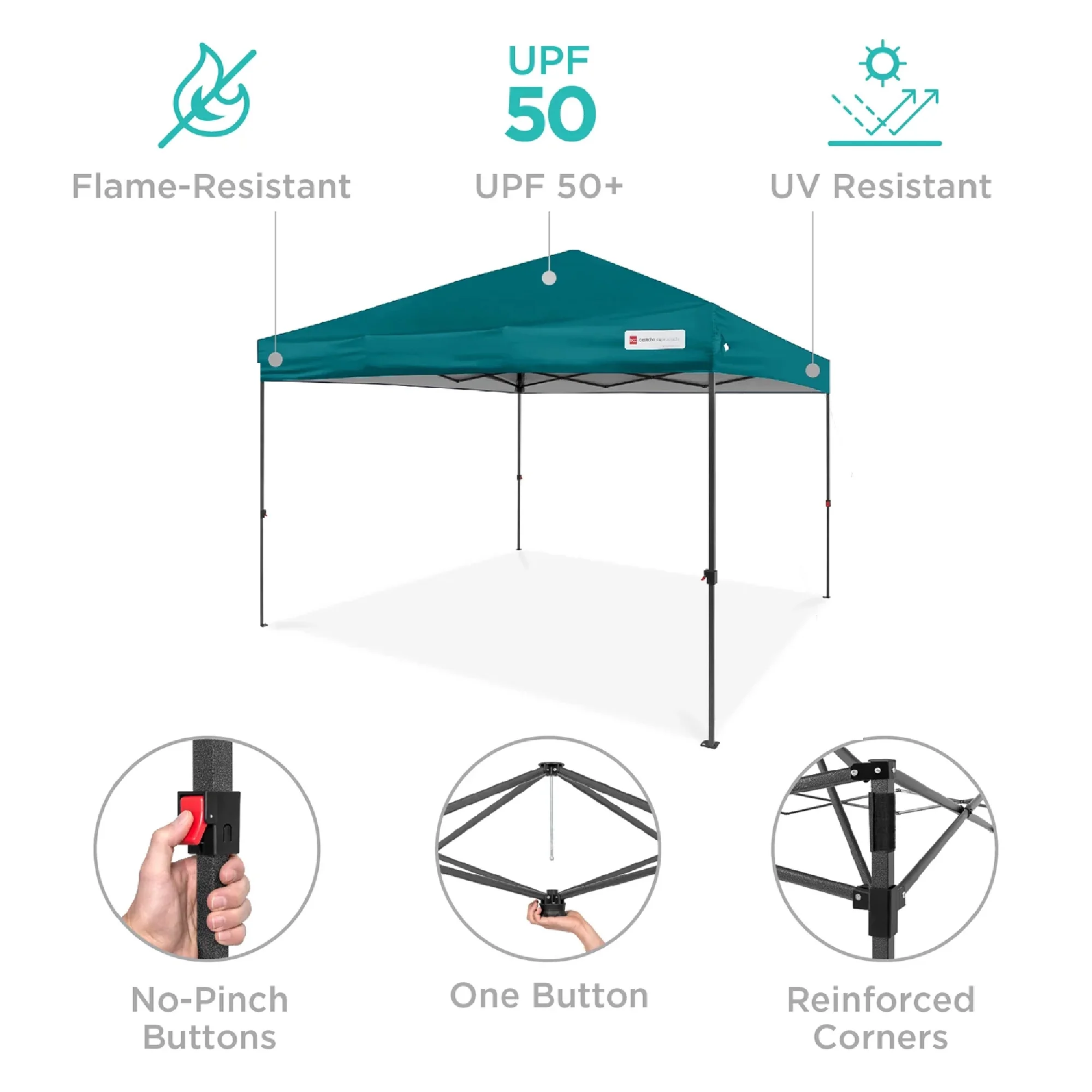 Best Choice Products 10x10ft Easy Setup Pop Up Canopy w/ 1-Button Setup, Wheeled Case, 4 Weight Bags - White - Image 221