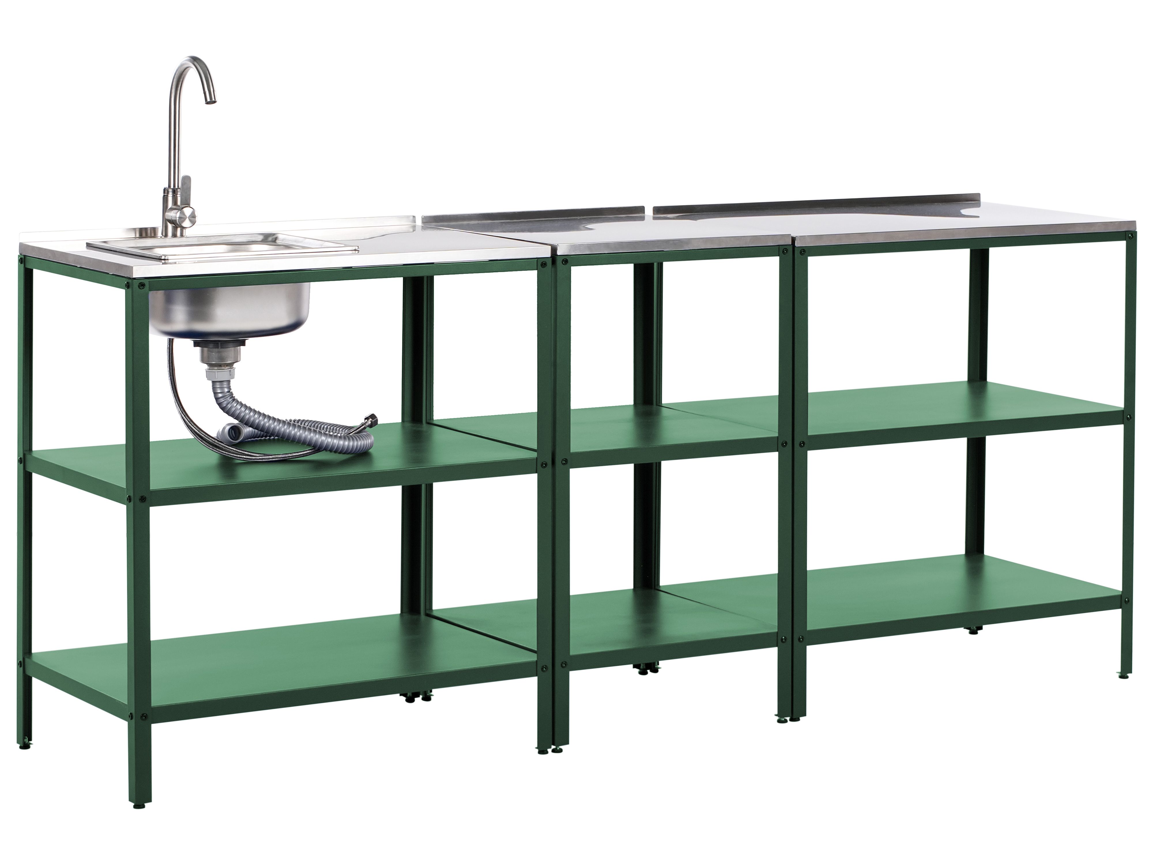 3 Piece Outdoor Kitchen Set with Sink VILAMA Metal Green