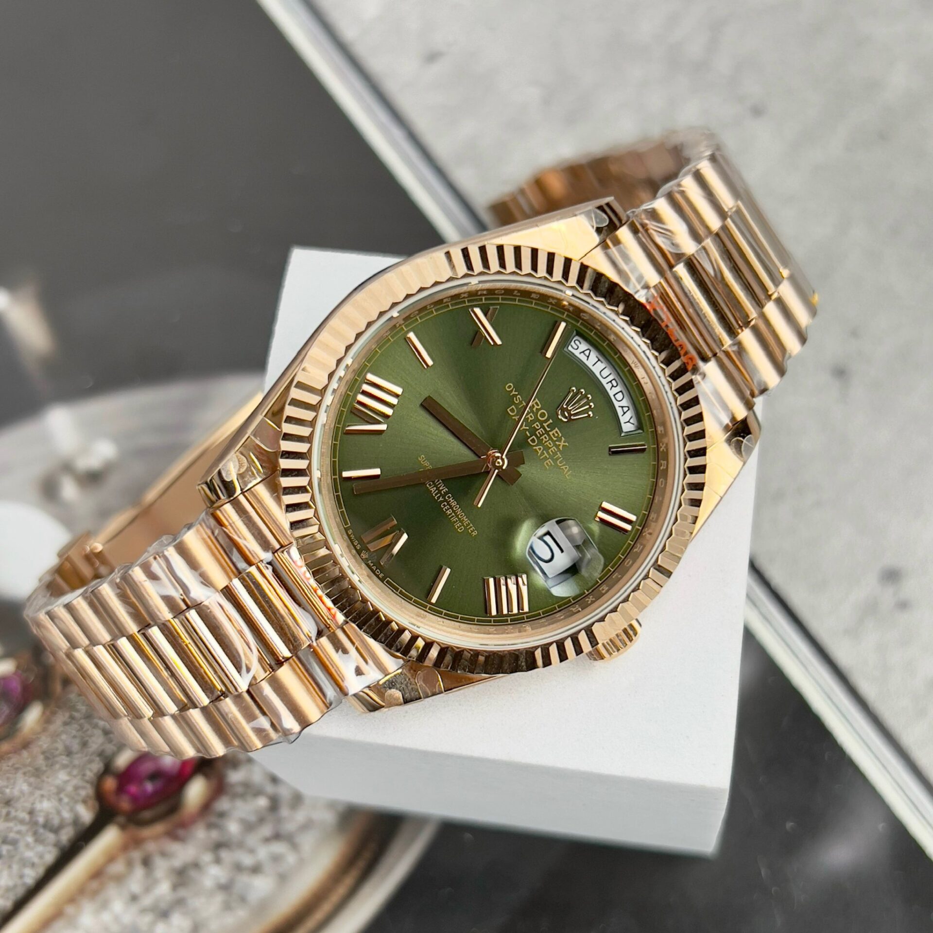 Rolex Day-Date 228235 Green Dial Replica Watch GM Factory 40mm - Elite Watch Atelier