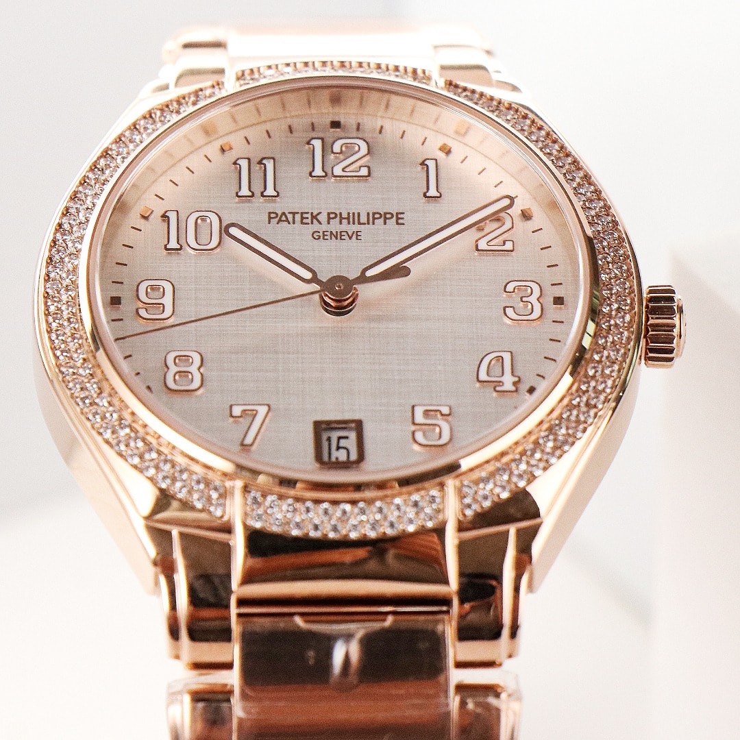 Fake Diamond Watch Replica Patek Philippe Twenty~4 Ladies Rose Gold Silver Dial 7300/1200R-010(1:1 replica) - Top club