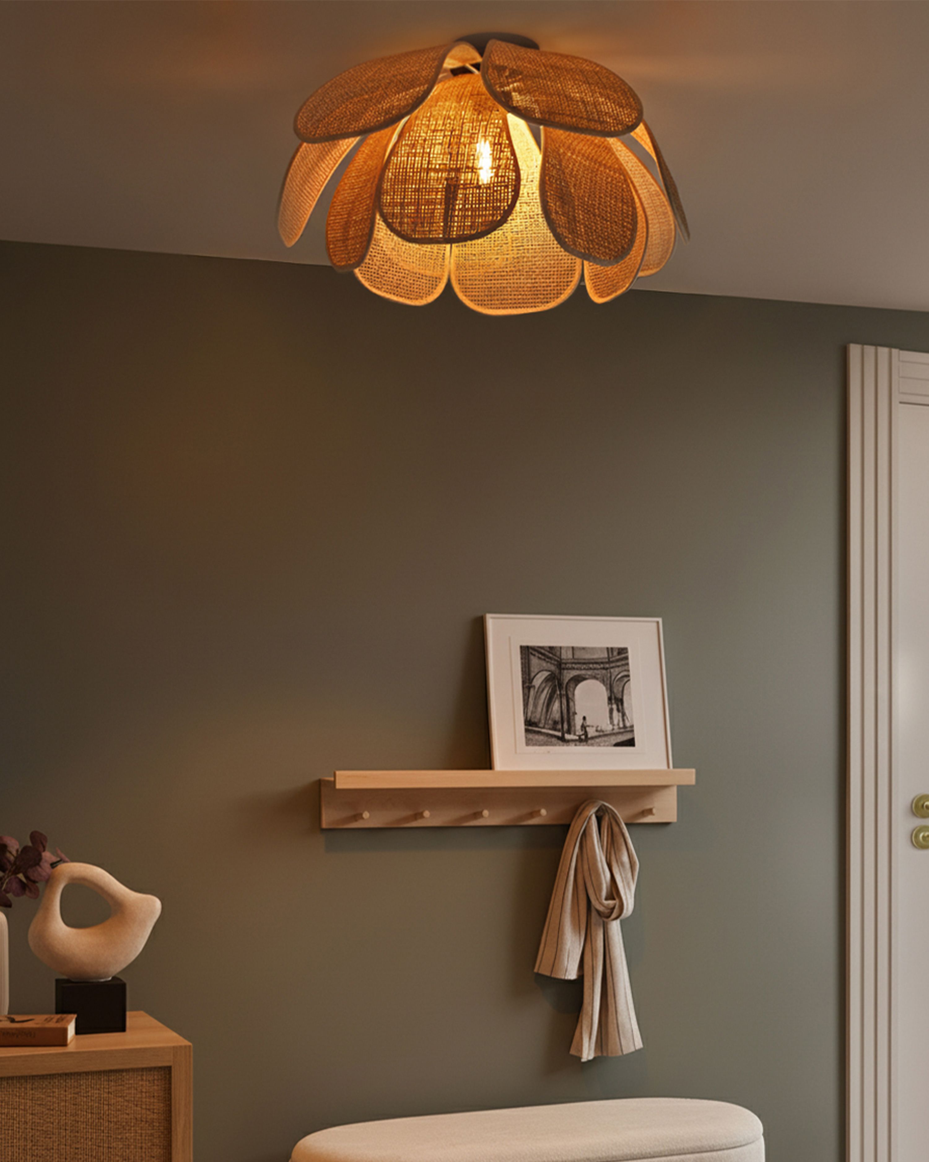 Ceiling Lamp CHIREDZI Rattan Natural
