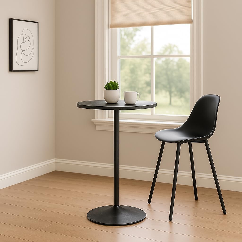 Magshion 23.5'' Round Adjustable Height Wood Bar Pub Table Adjustable Range 27.5