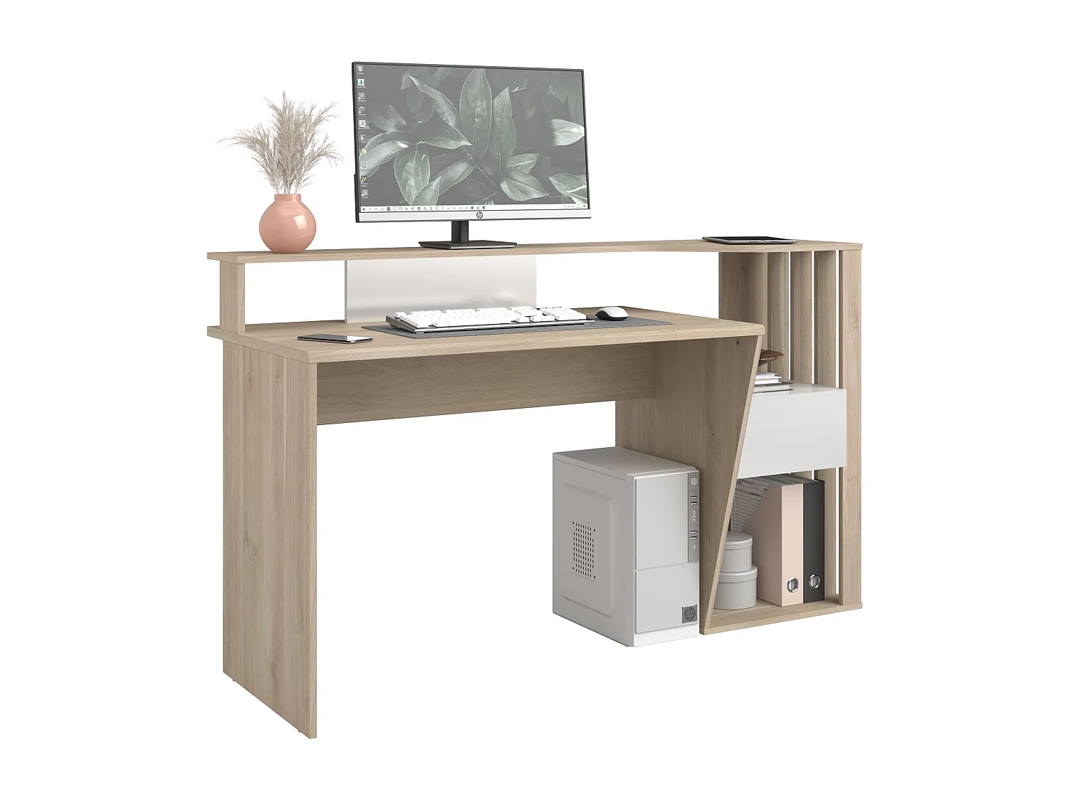 Bureau moderne en chêne japonais, 157x92x60 cm