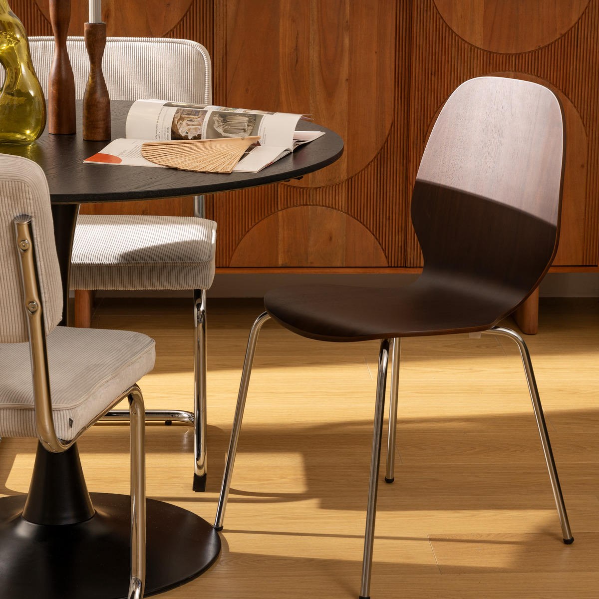 Chair "Ouro" Rubberwood and Walnut, 1 seat