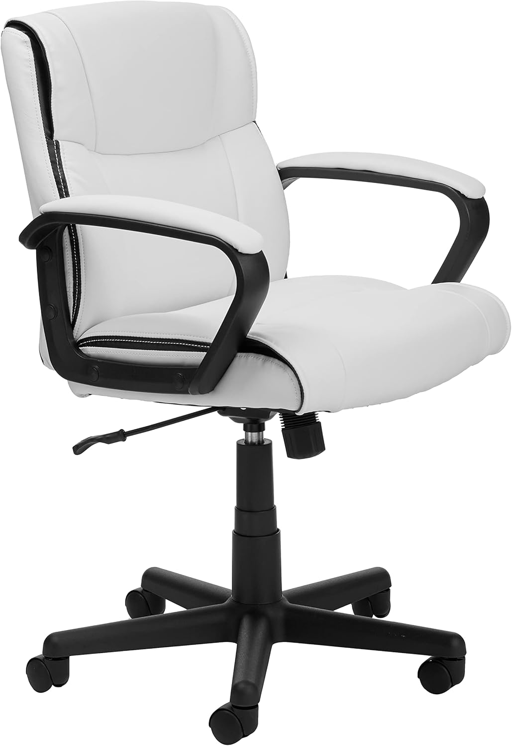 Amazon Basics Office Task Chair with Adjustable Height, 360° Swivel, Padded Armrests, Mid-Back, 275 Pound Capacity, BIFMA Certified, 24.2
