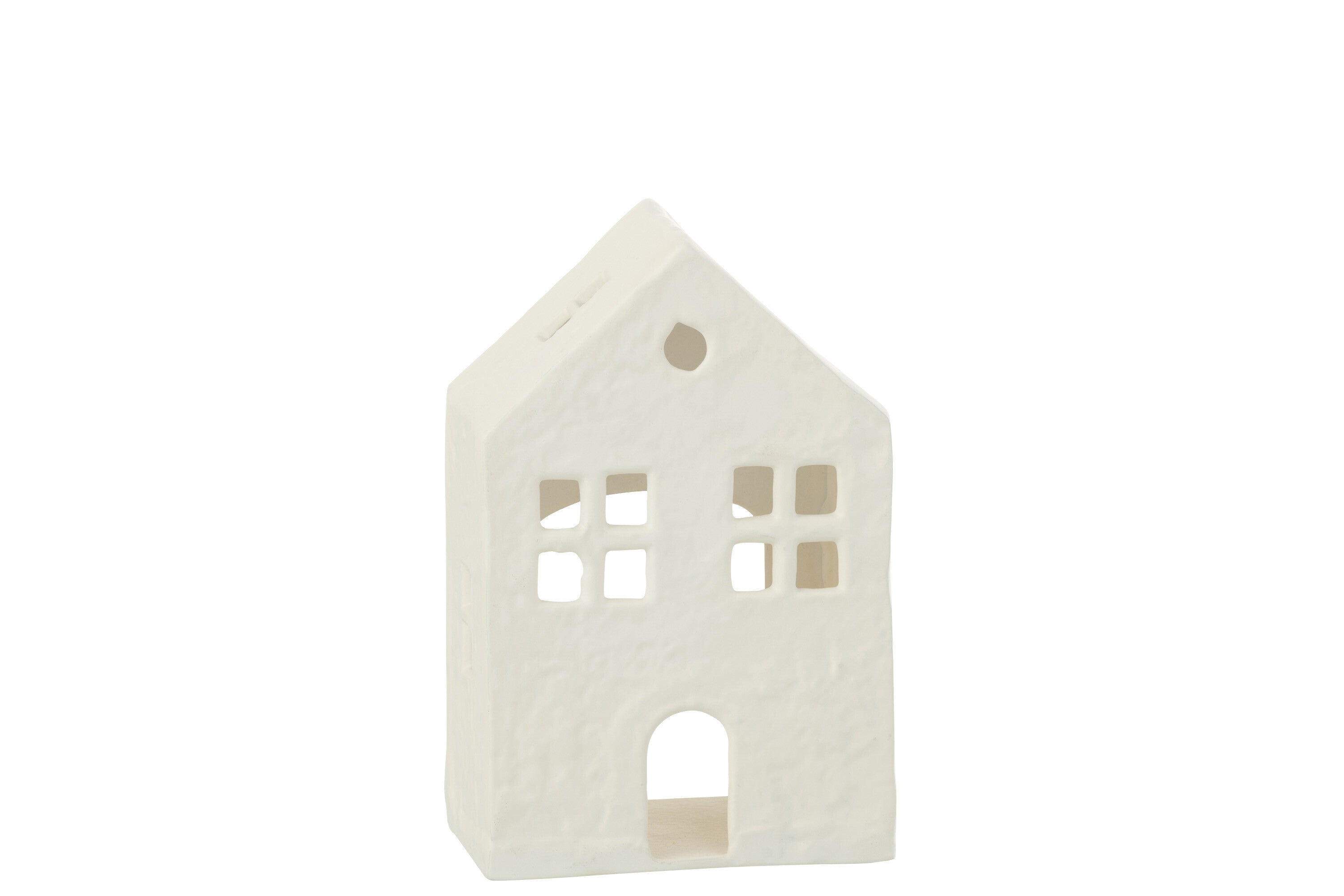 J-Line theelichthouder Huis - aluminium - wit